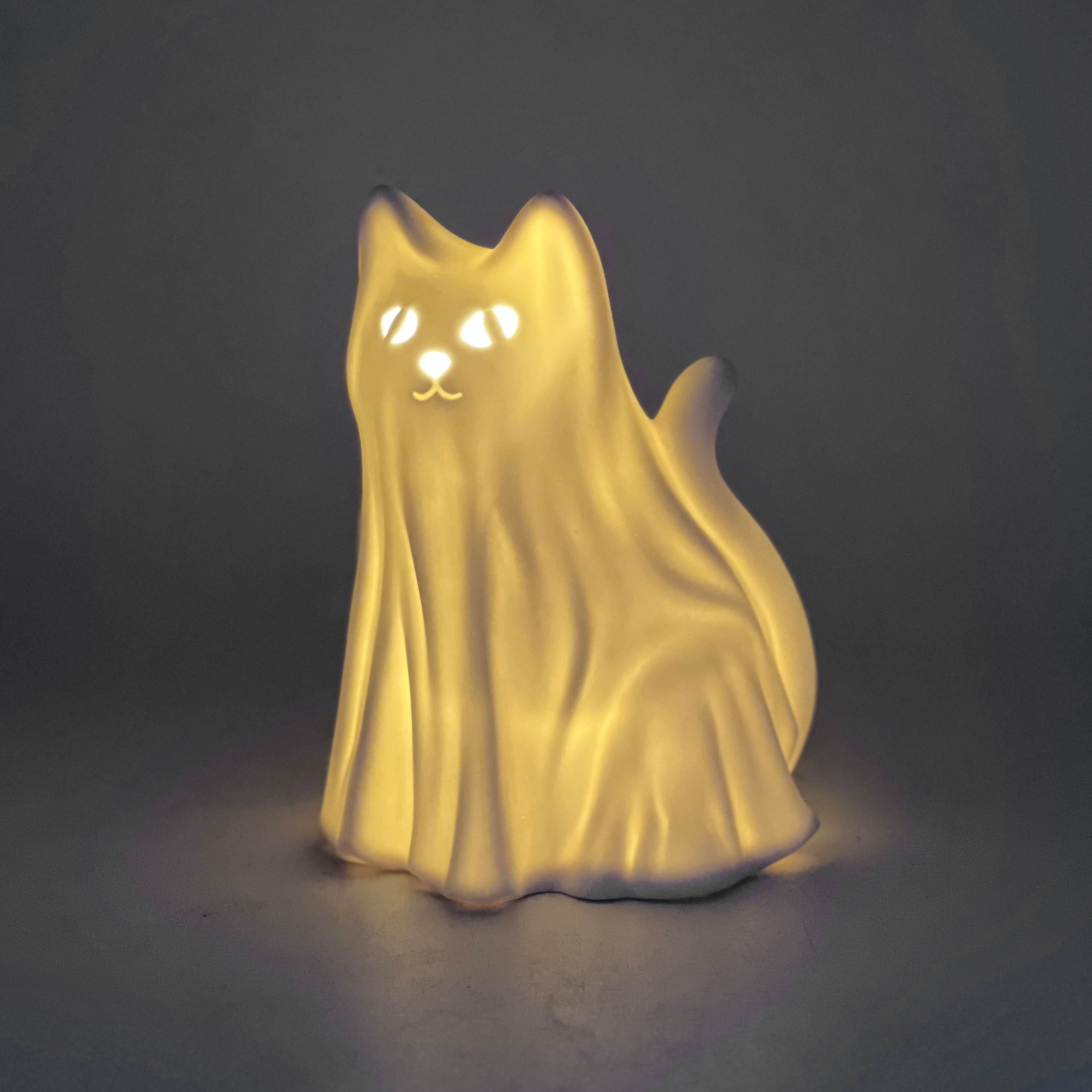 6.75" DIY Ceramic LED Cat Ghost Décor by Make Market®
