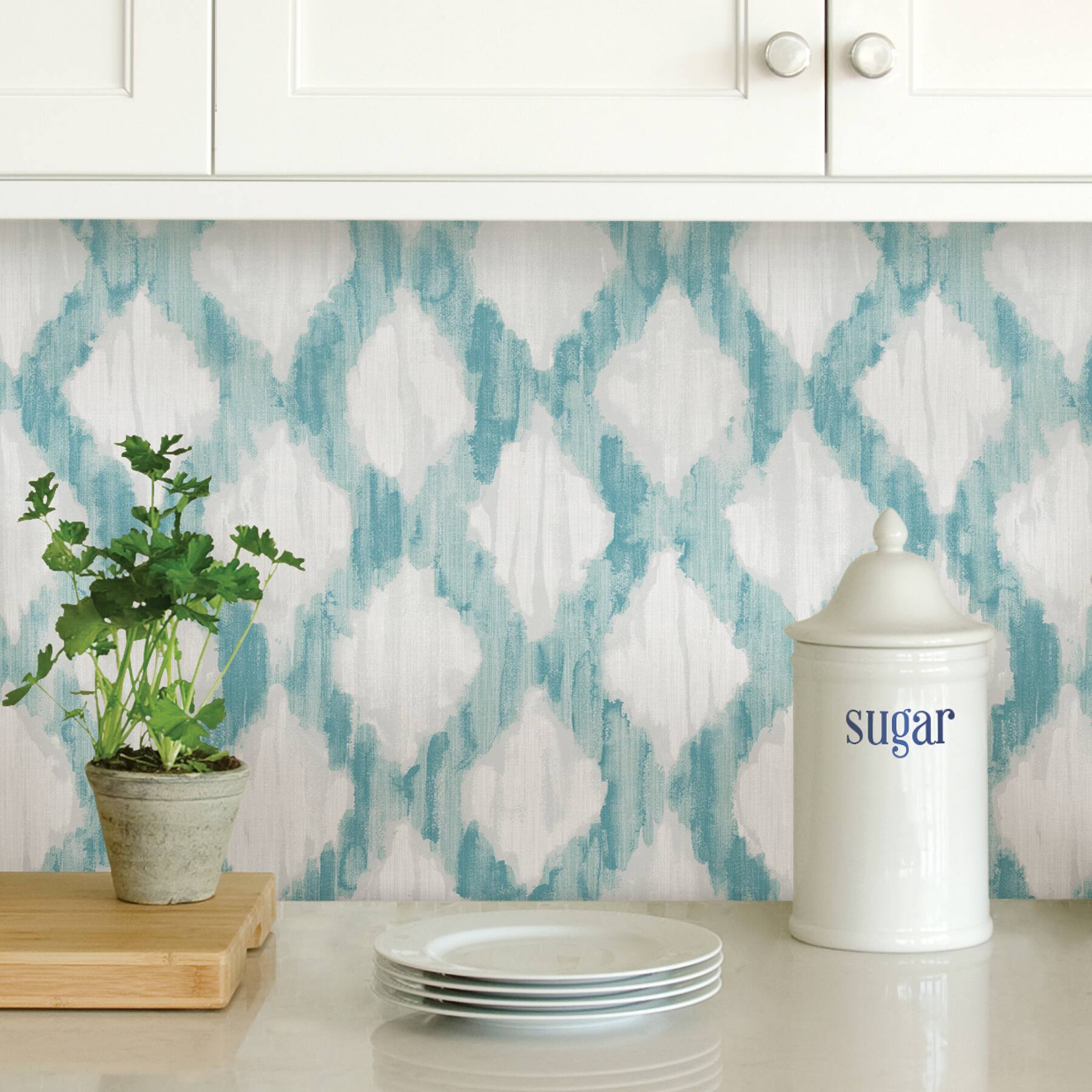 NuWallpaper Teal Floating Trellis Peel & Stick Wallpaper