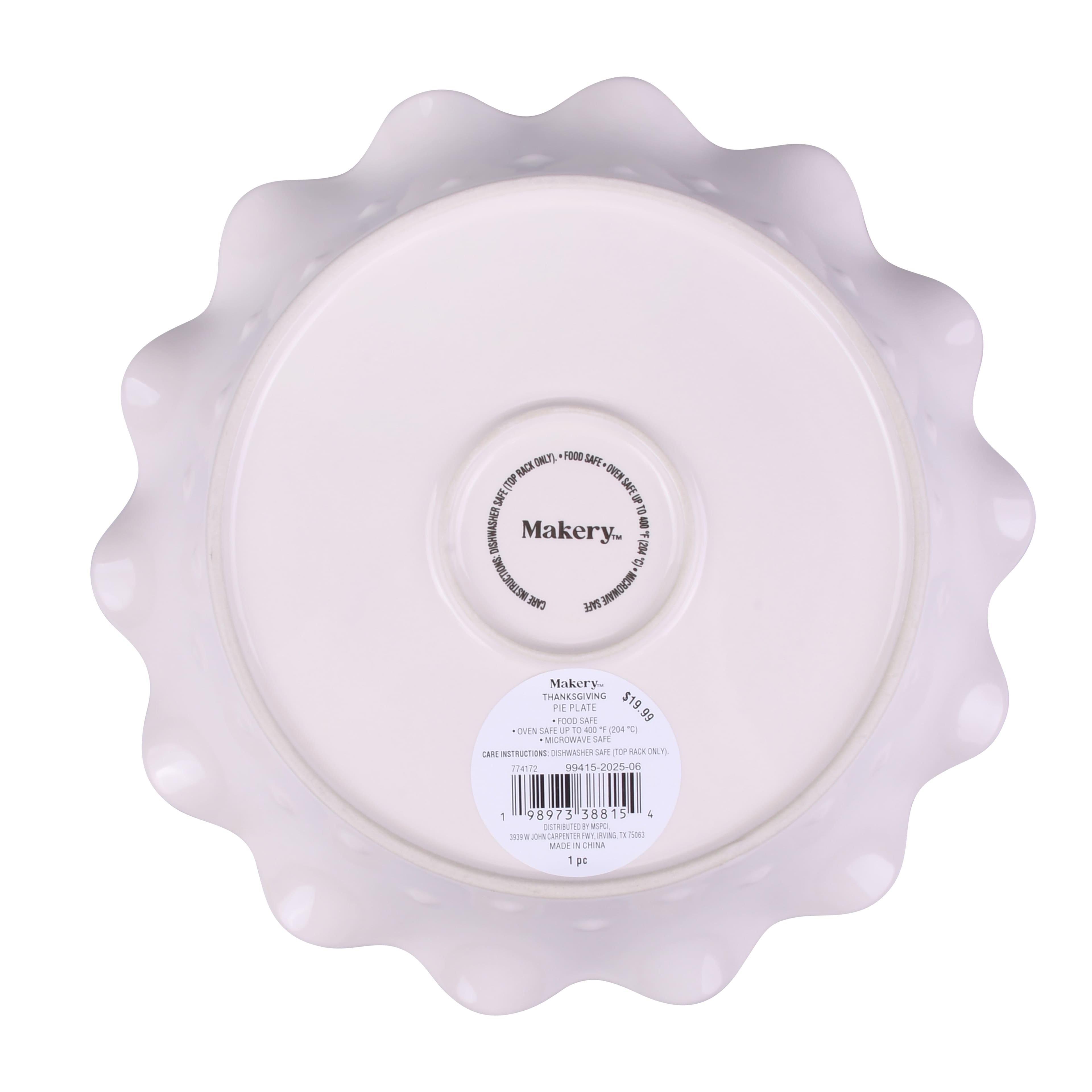10&#x22; Cream Ceramic Pie Plate by Makery&#x2122;