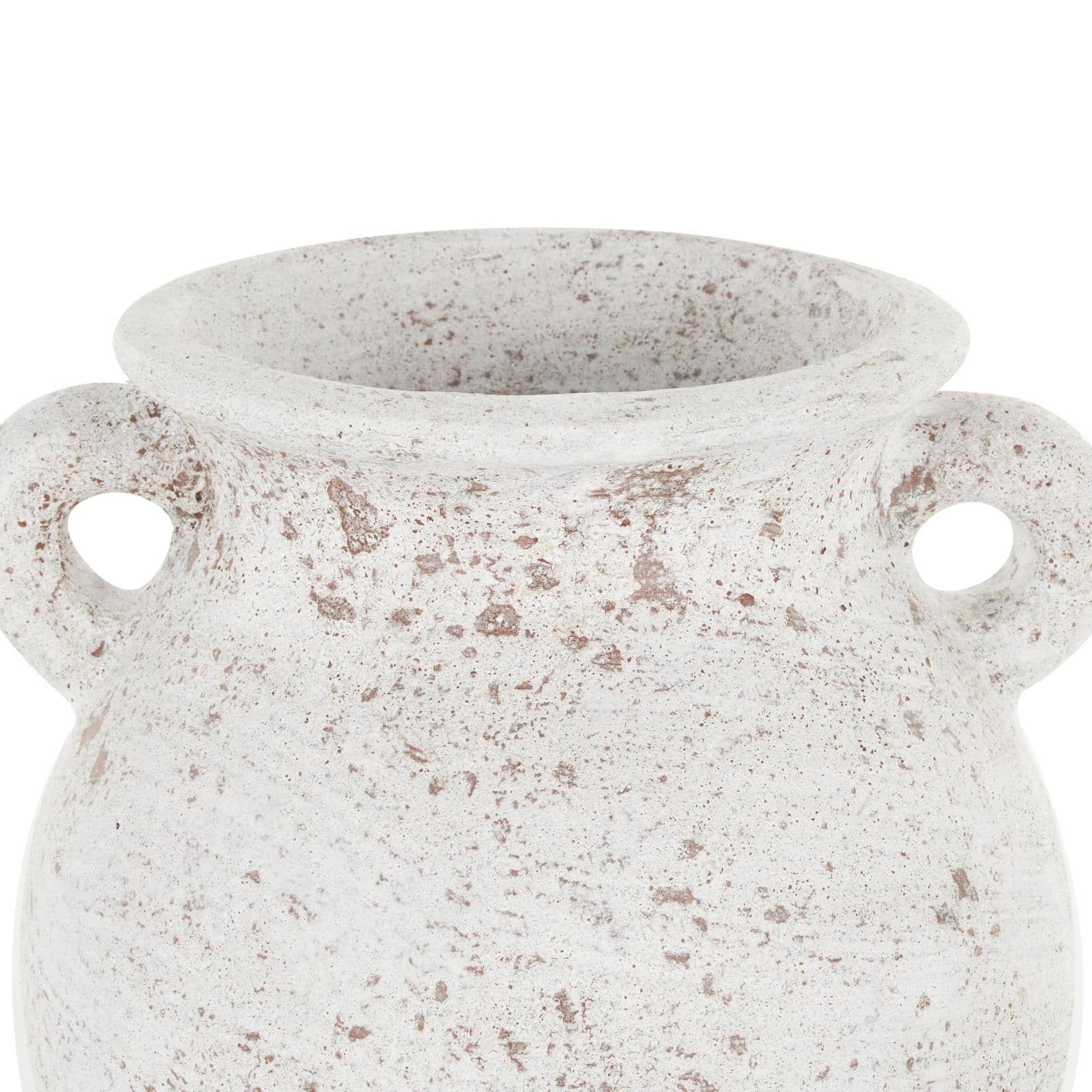 10" Cream Ceramic Textured Vase with Handles