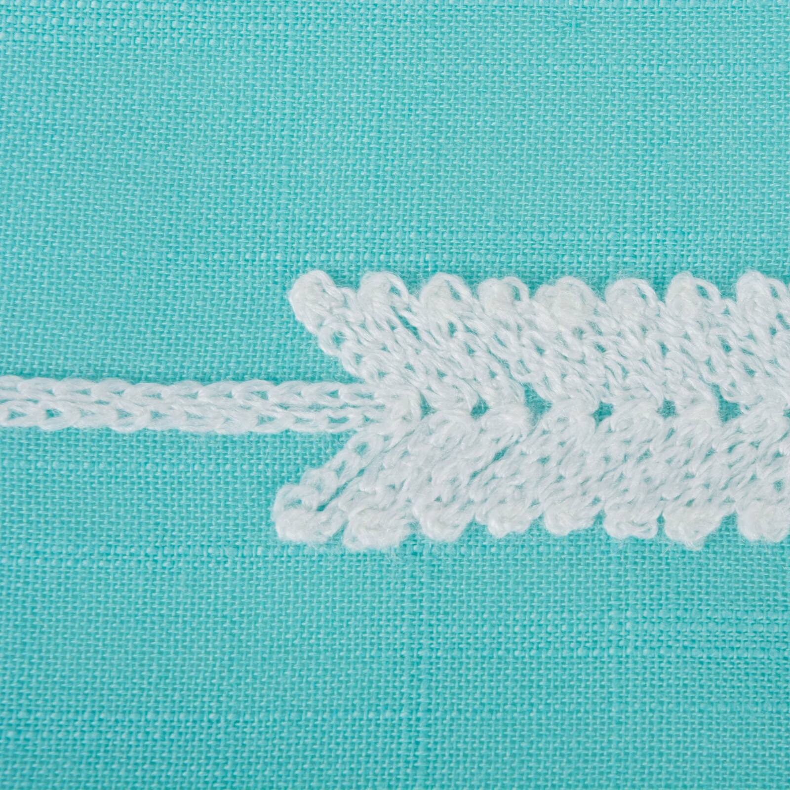Aqua Base Embroidered Arrow Fletching Table Runner