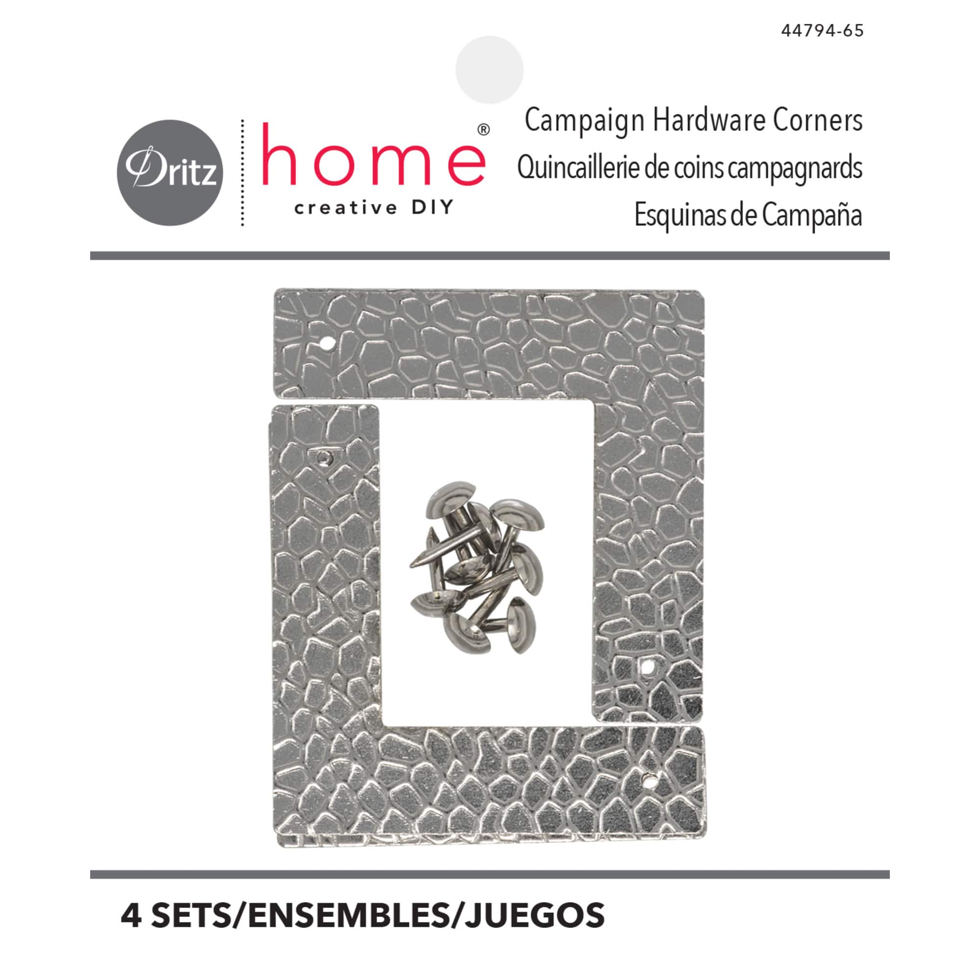 Dritz® Home Small Nickel Textured Campaign Corners, 3 Pack