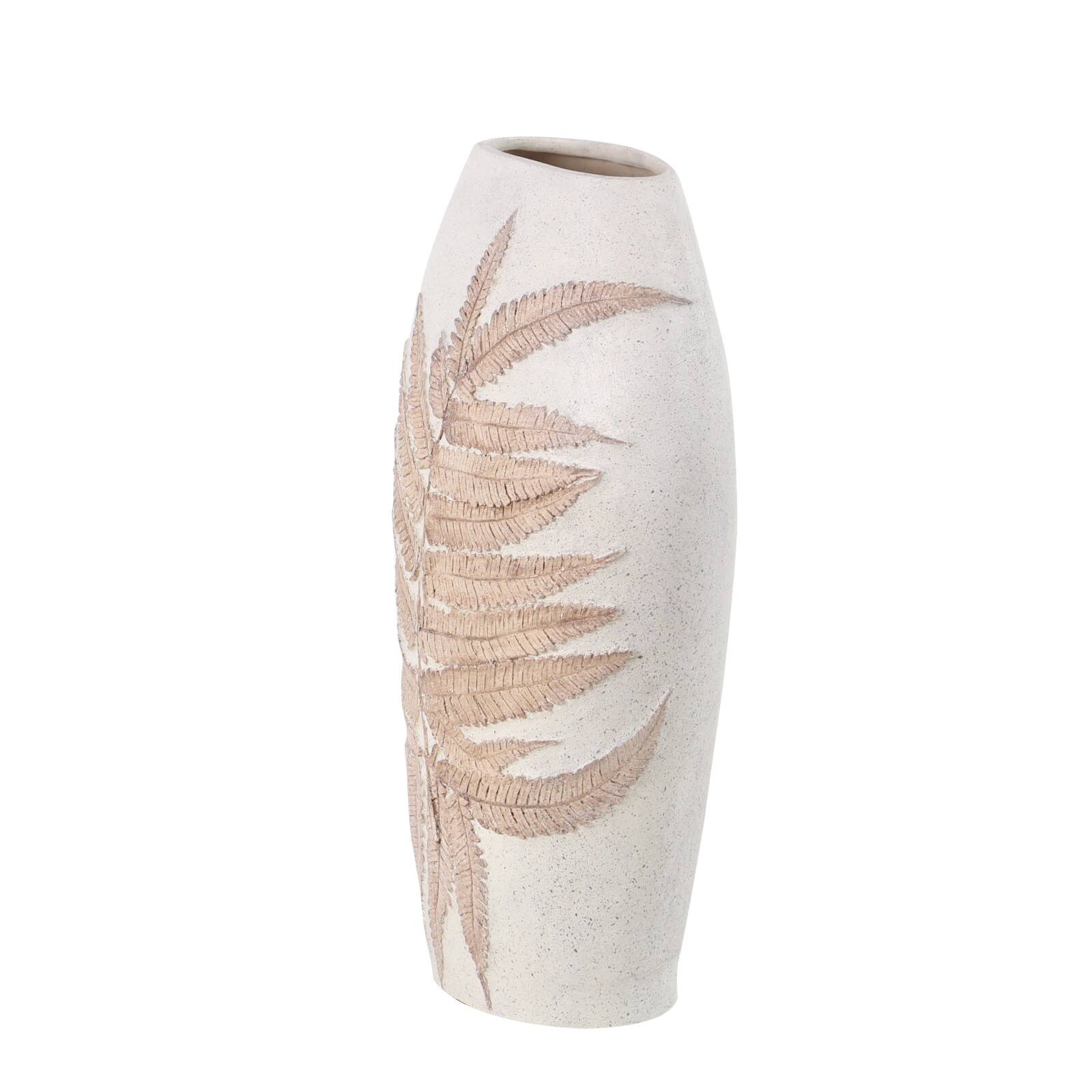 White Polystone Boho Style Vase, 18" x 10" x 6"