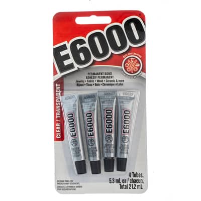 E-6000 Glue Mini Tubes 4-Pack x 5.3ml | Multi Purpose Adhesive Clear Glue, Size: 21.2ml