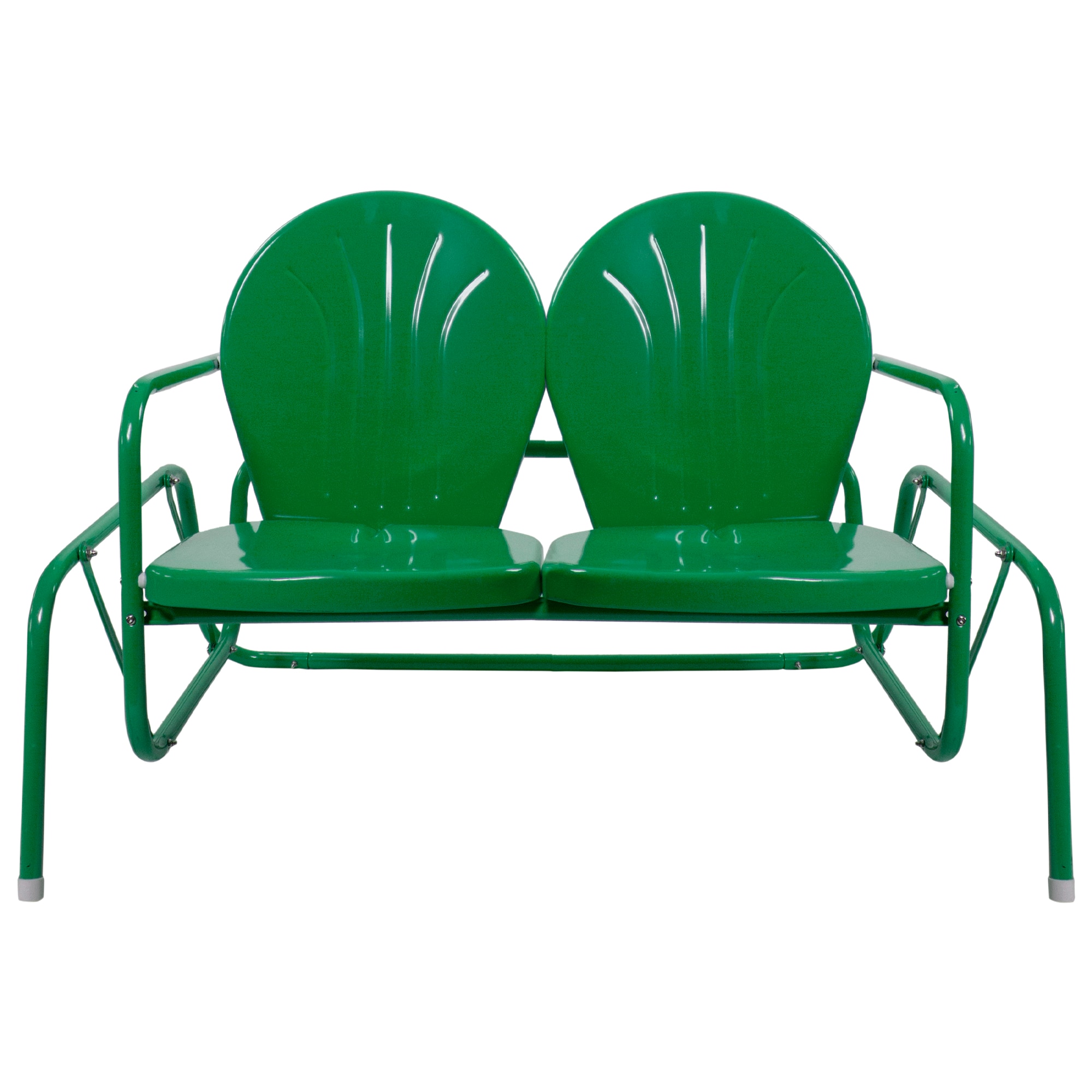 2-Person Outdoor Retro Metal Tulip Double Glider Patio Chair