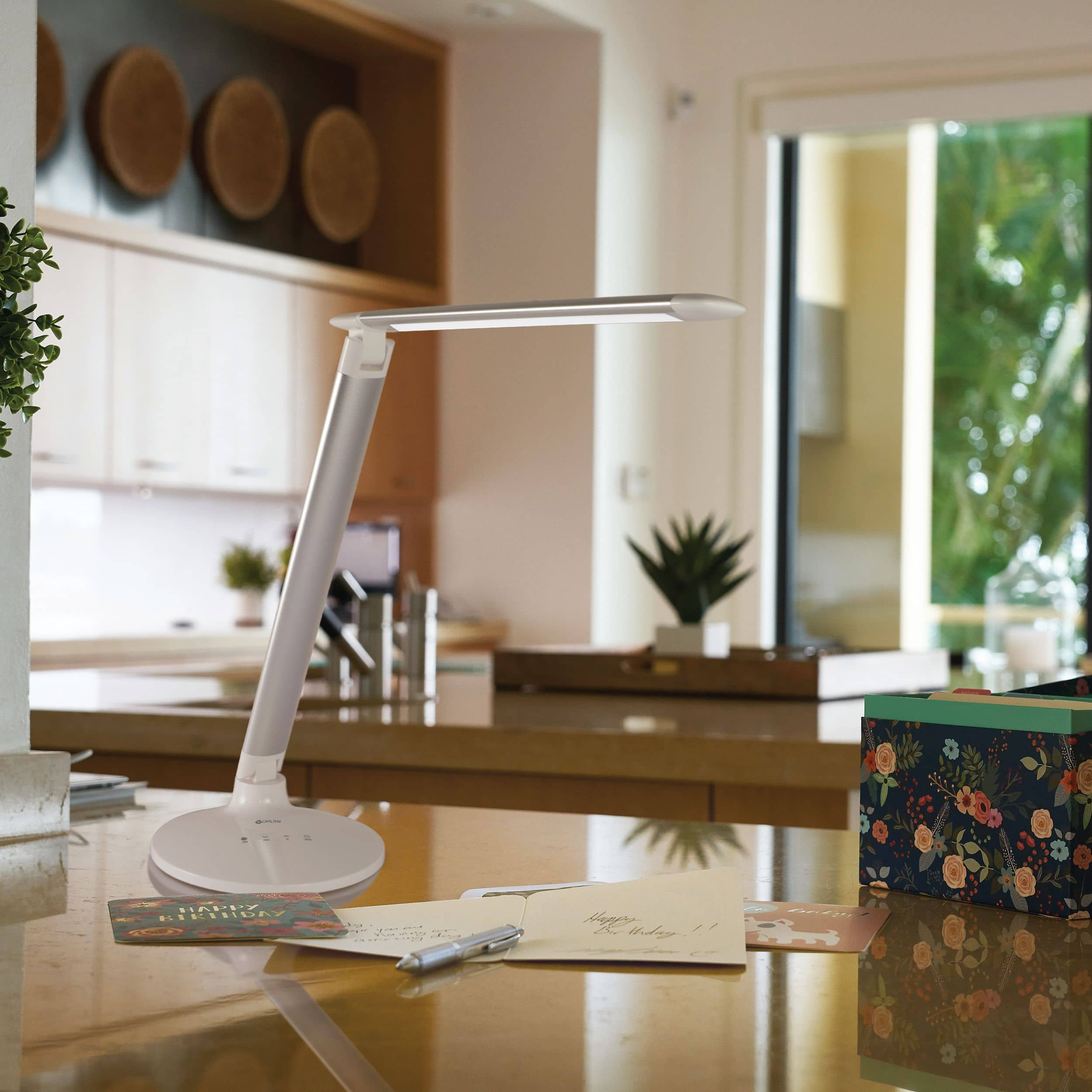 OttLite Wellness Series 29&#x22; White Command LED Desk Lamp with Voice Assistant