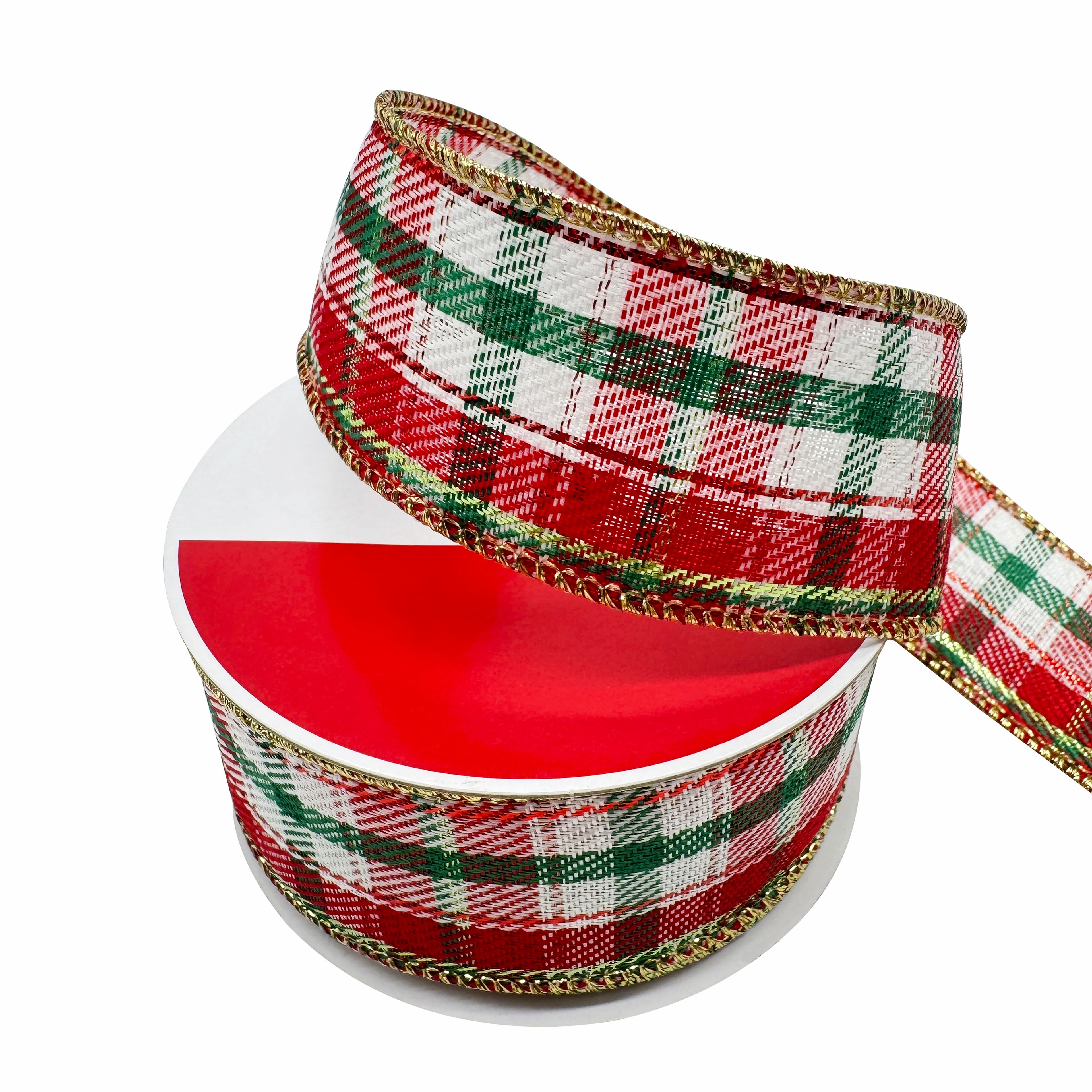 1.5" x 30ft. Red & Green Plaid Wired Ribbon by Celebrate It®