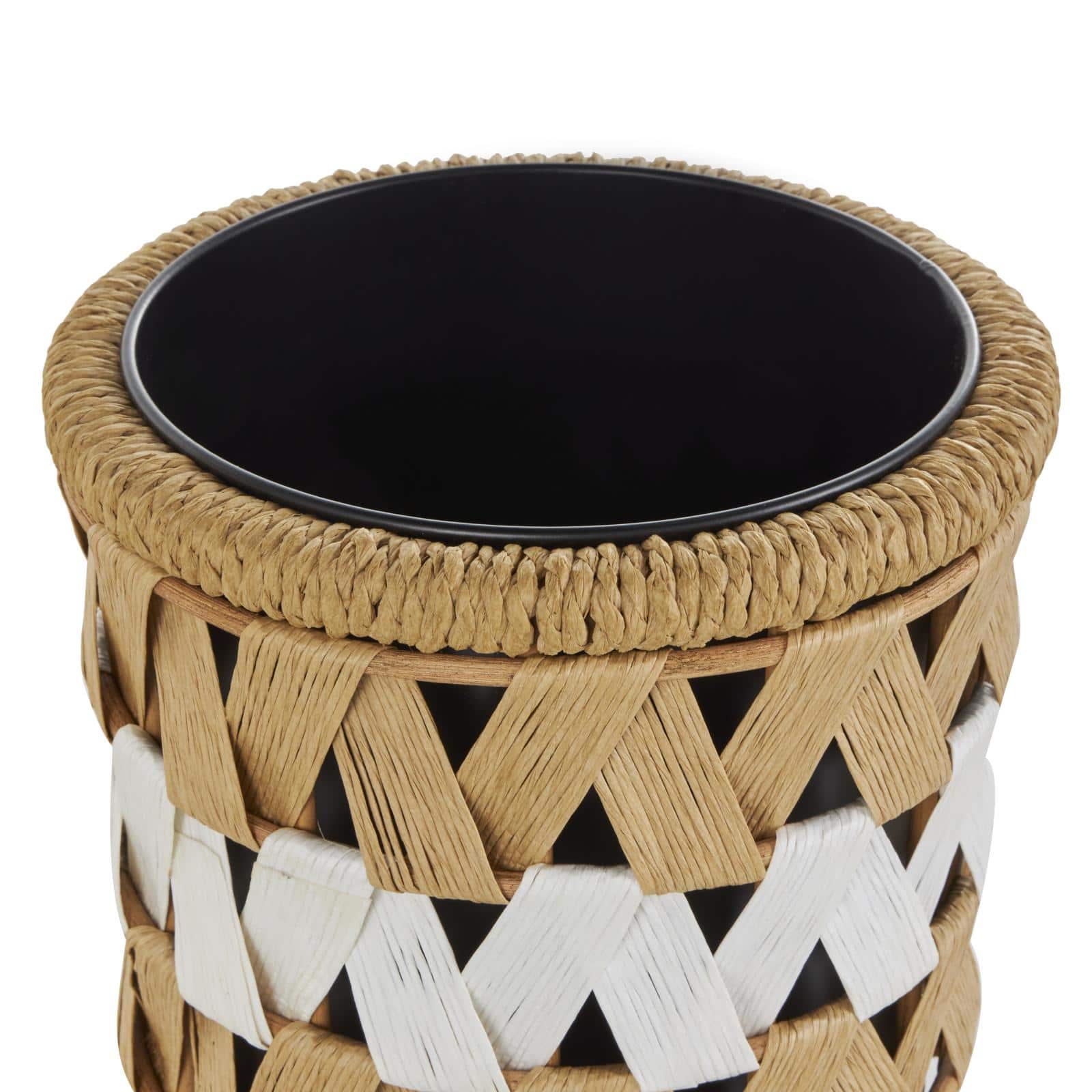 Brown Jute Rope Geometric Woven Chevron Planter Set