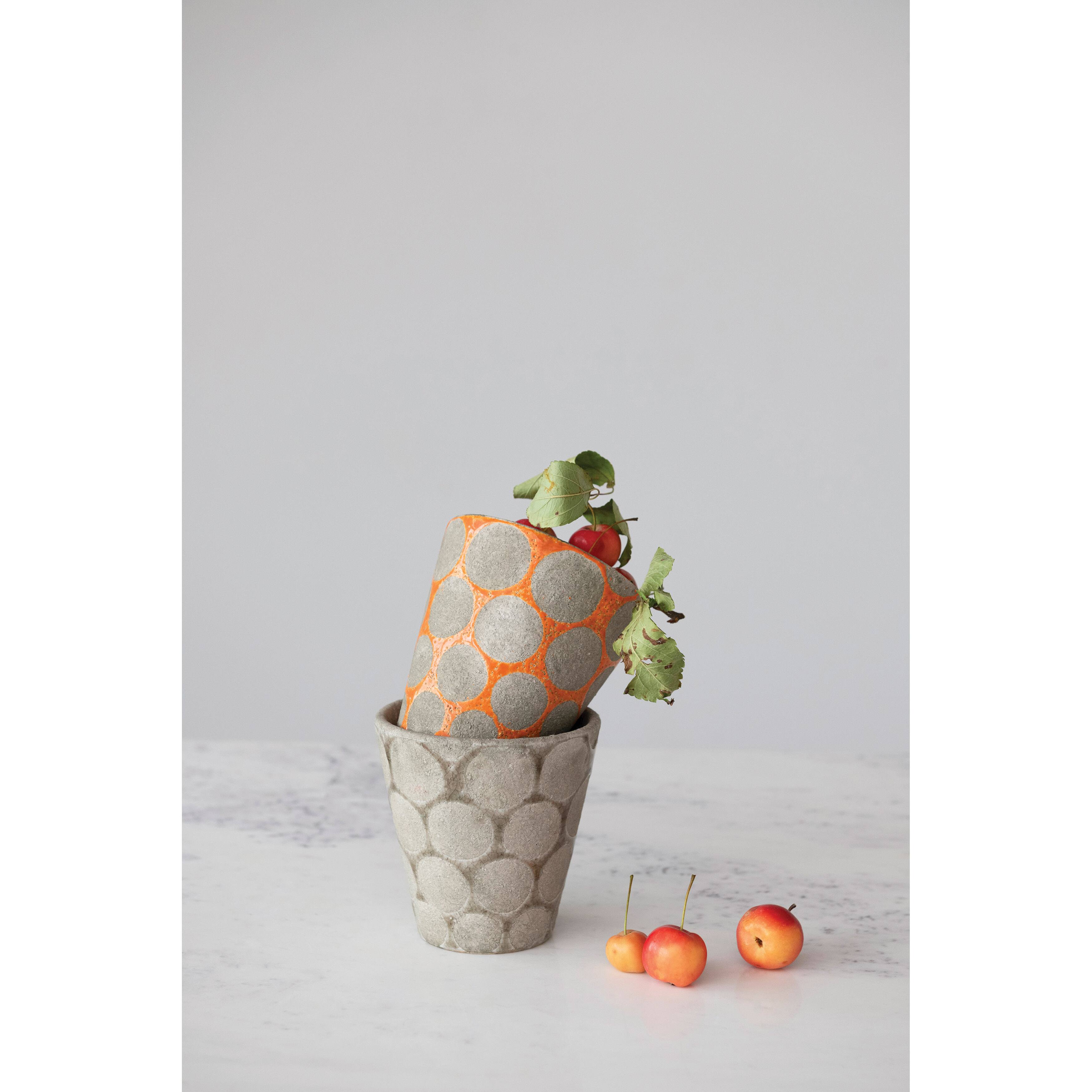 5&#x27;&#x27; Terra-Cotta Planter with Wax Relief Dots