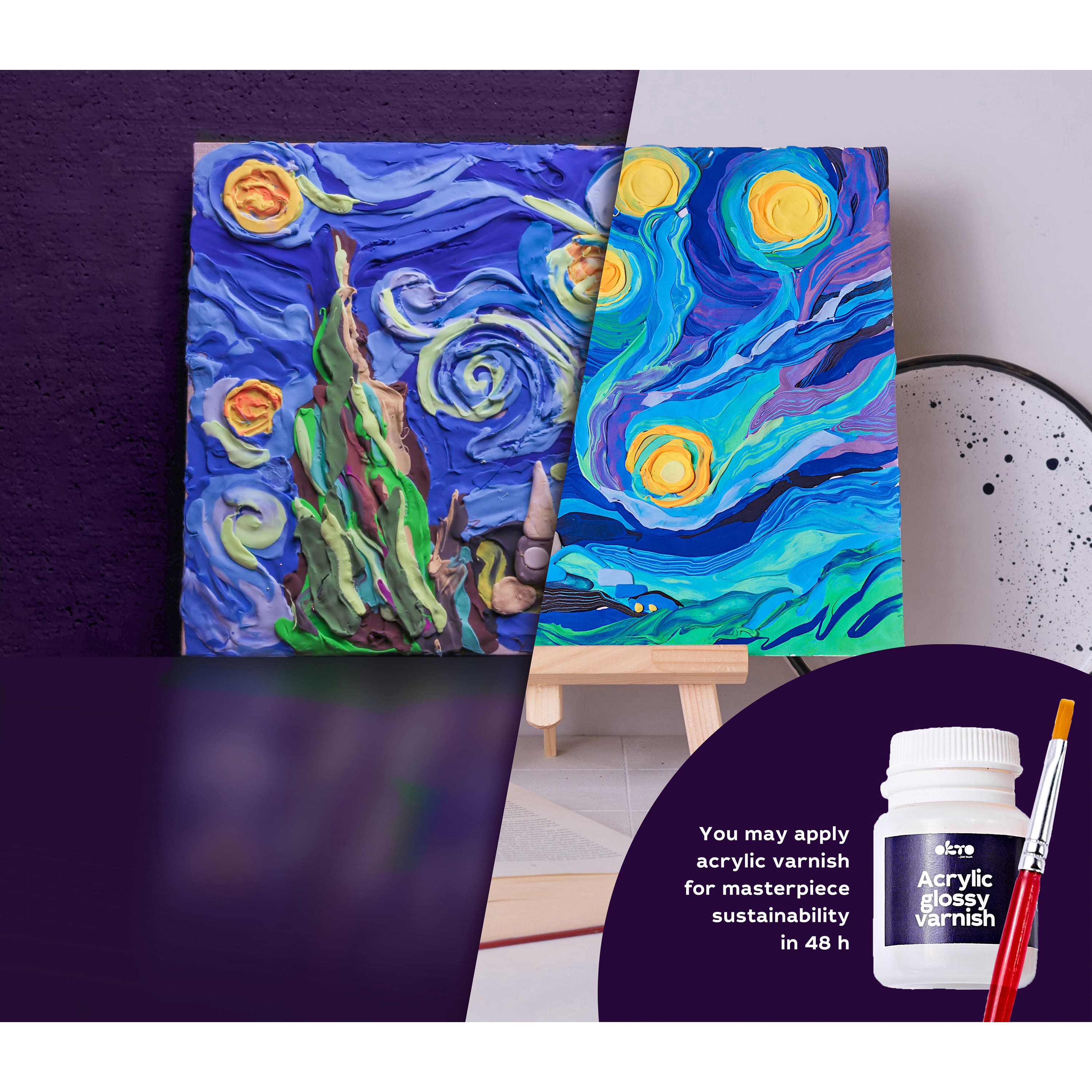 OKTO Sensory Art 3D Vincent Van Gogh Starry Night Clay Painting Kit