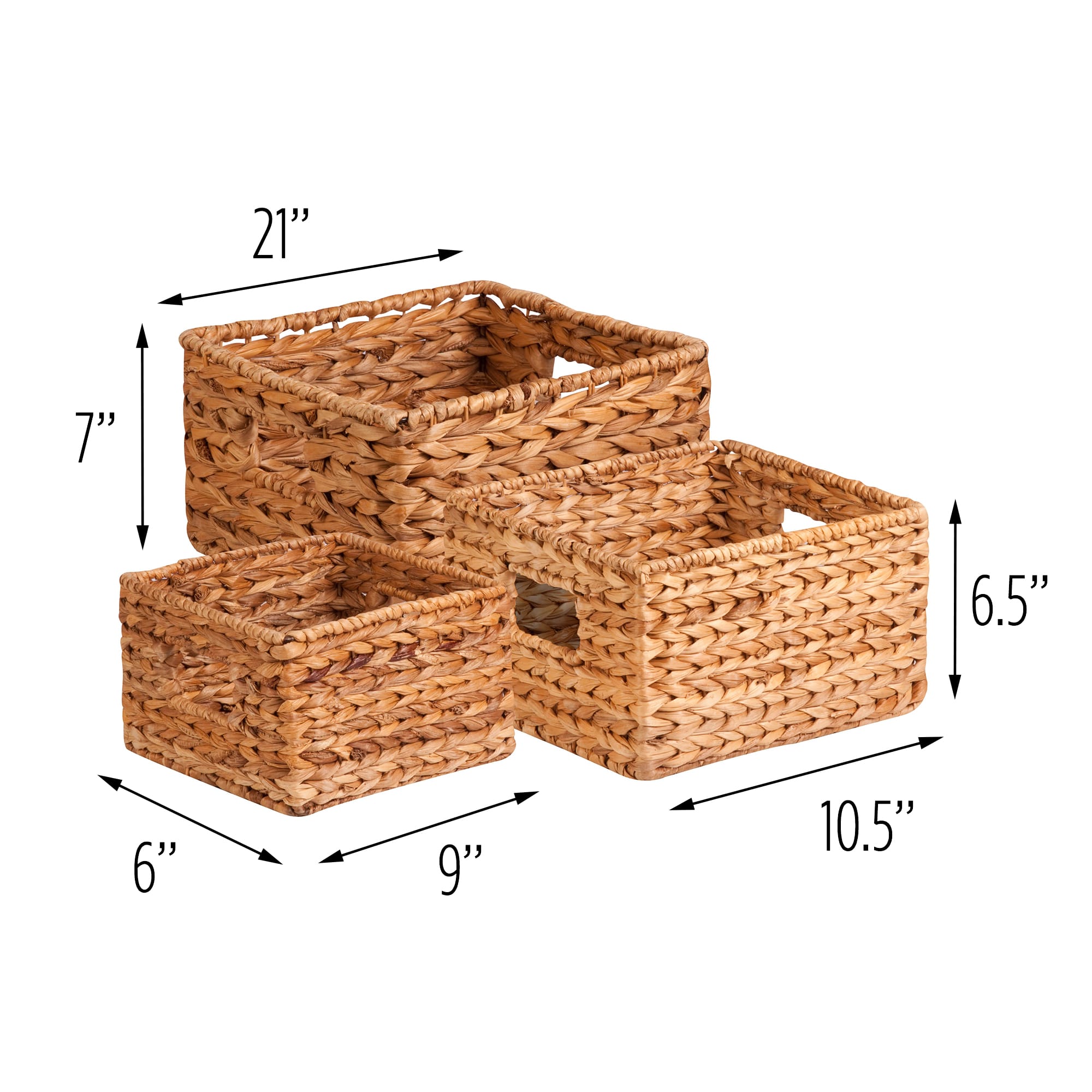 Honey Can Do Natural Woven Hyacinth Nested Storage Basket Set, 3ct.