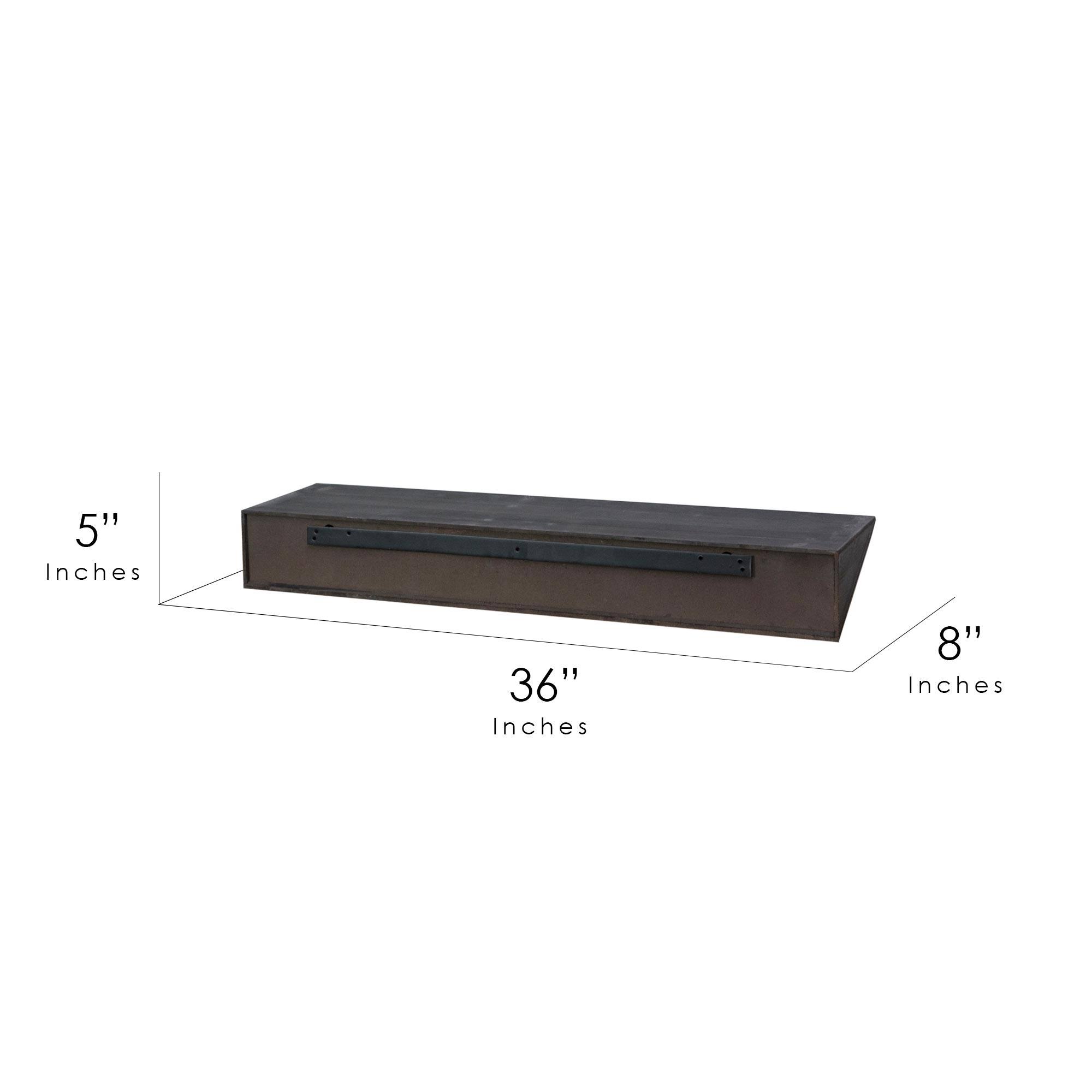 Large Black Wedge Wood Floating Wall Shelf