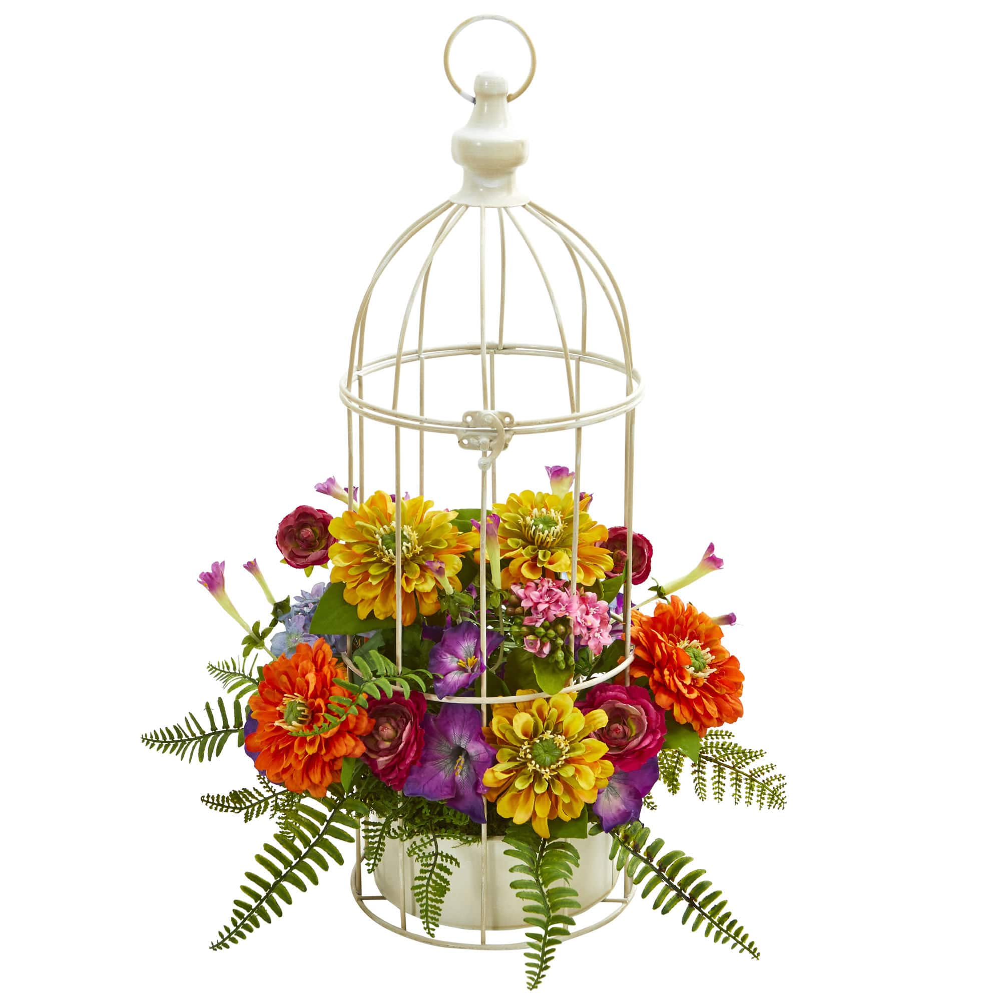 21" Mixed Flower Arrangement in Birdcage