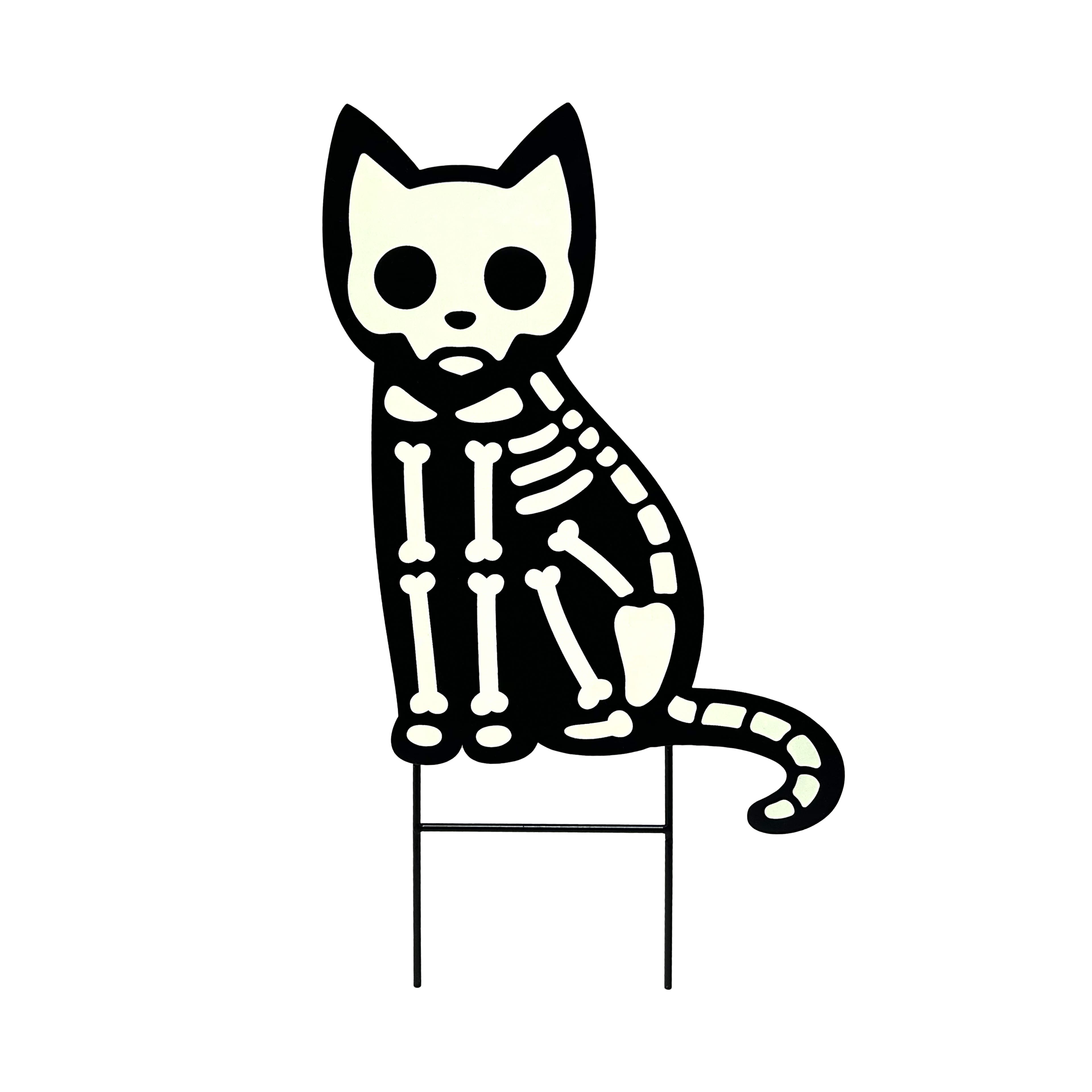 2.5ft. Black &#x26; White Skeleton Cat Metal Yard Stake by Ashland&#xAE;