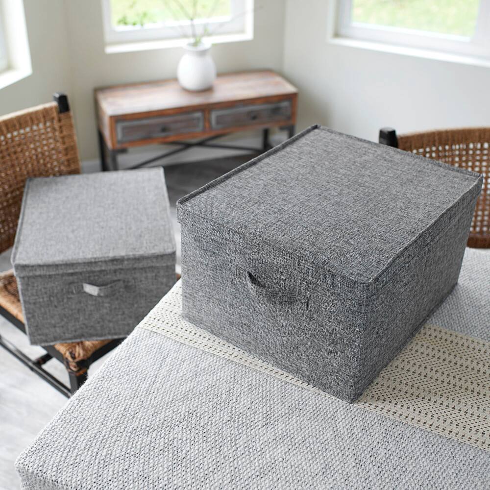 Household Essentials Fabric Storage Bin with Lid, 2ct.