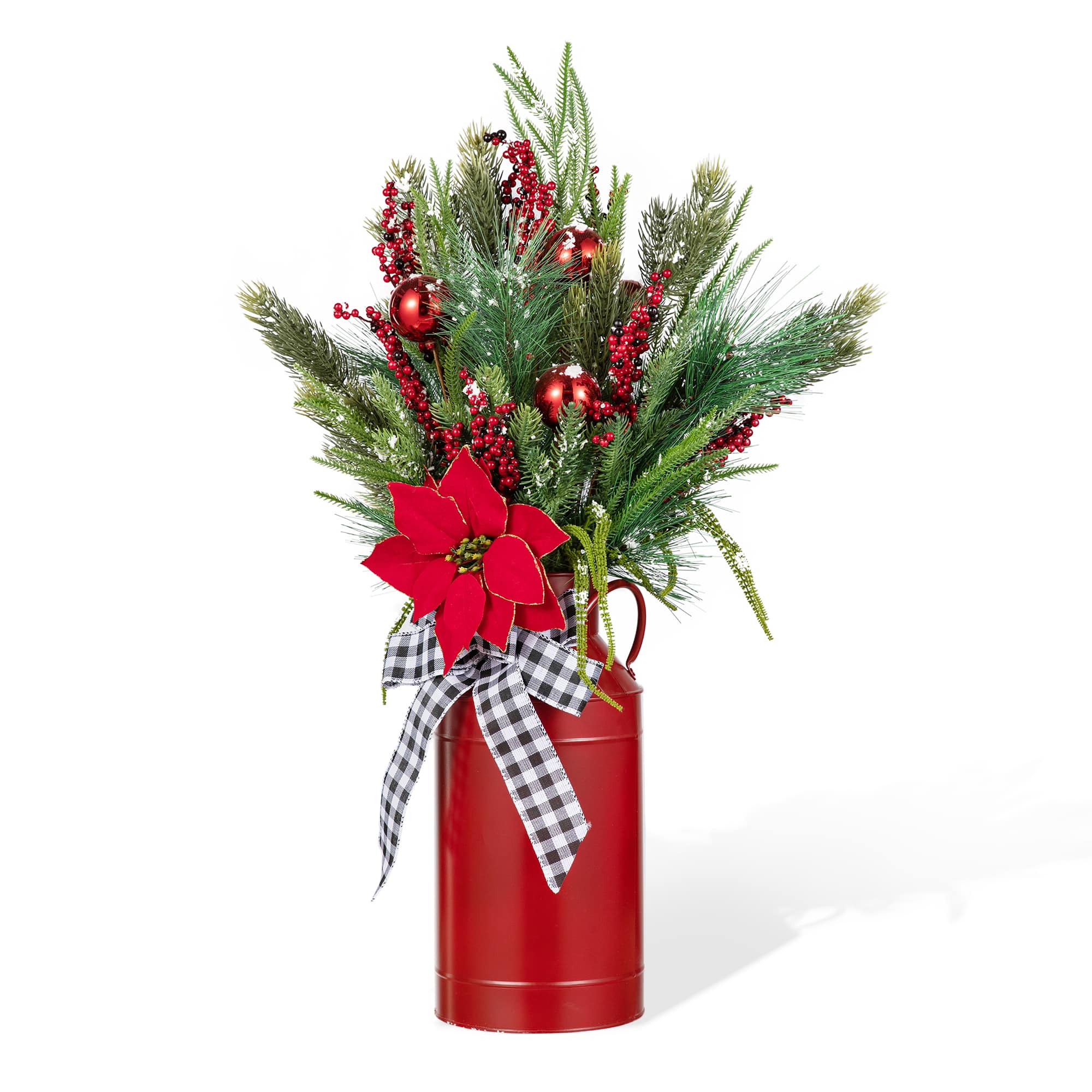 Glitzhome® 35" Christmas Poinsettia Floral Porch Tree in Red Container