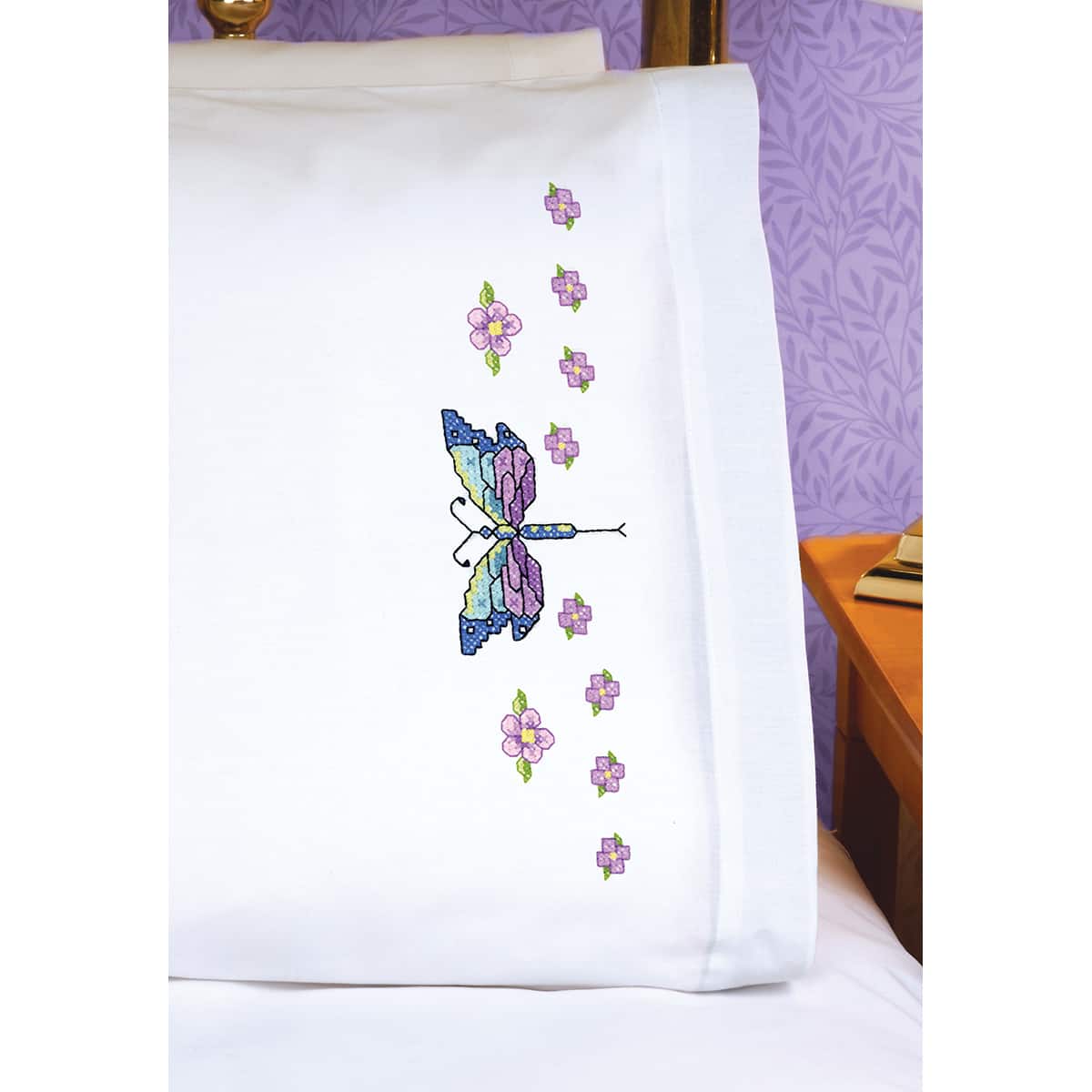 Janlynn® Dragonfly Stamped Cross Stitch Pillowcase Set