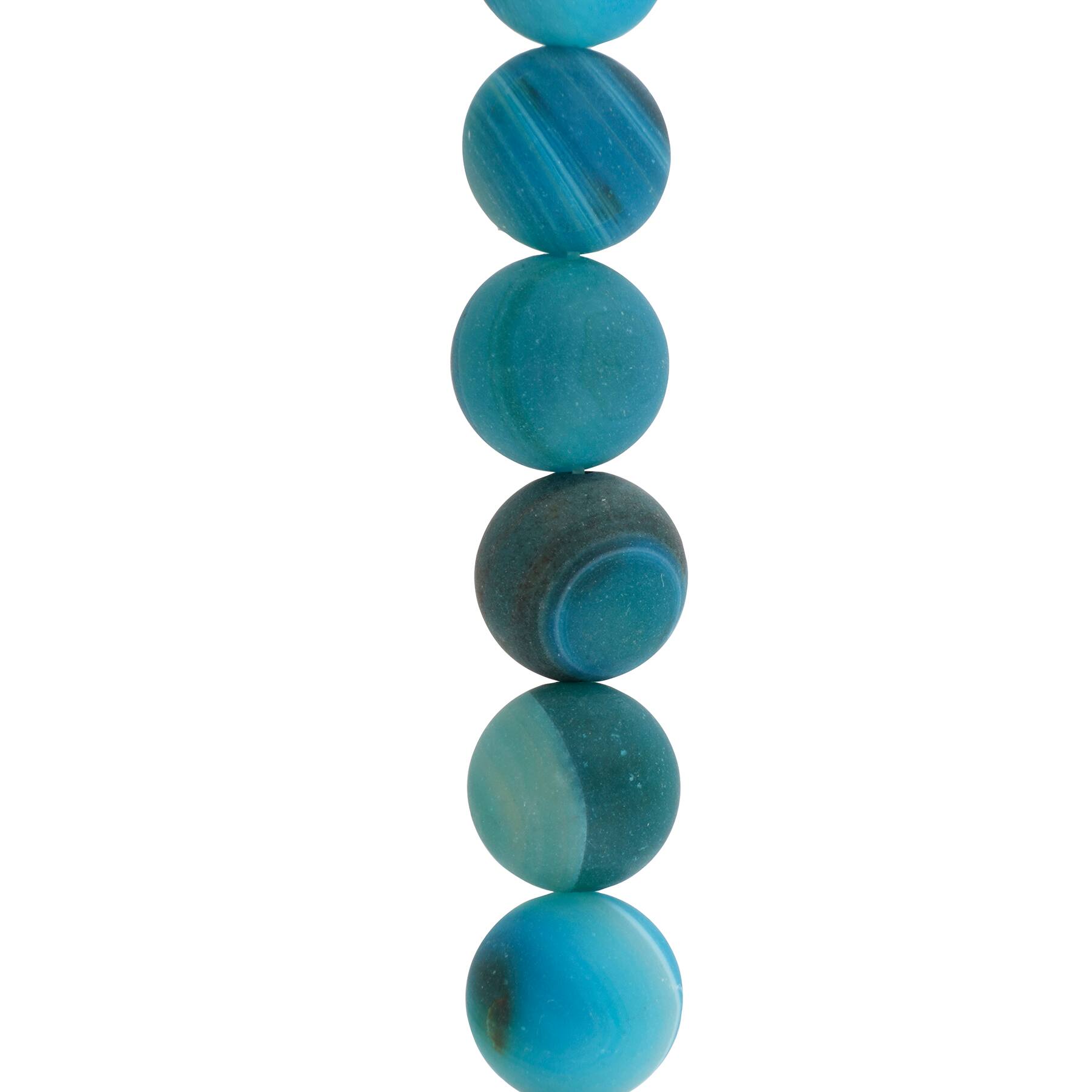 12 Pack: Blue Stripe Matte Agate Round Beads, 10mm by Bead Landing™