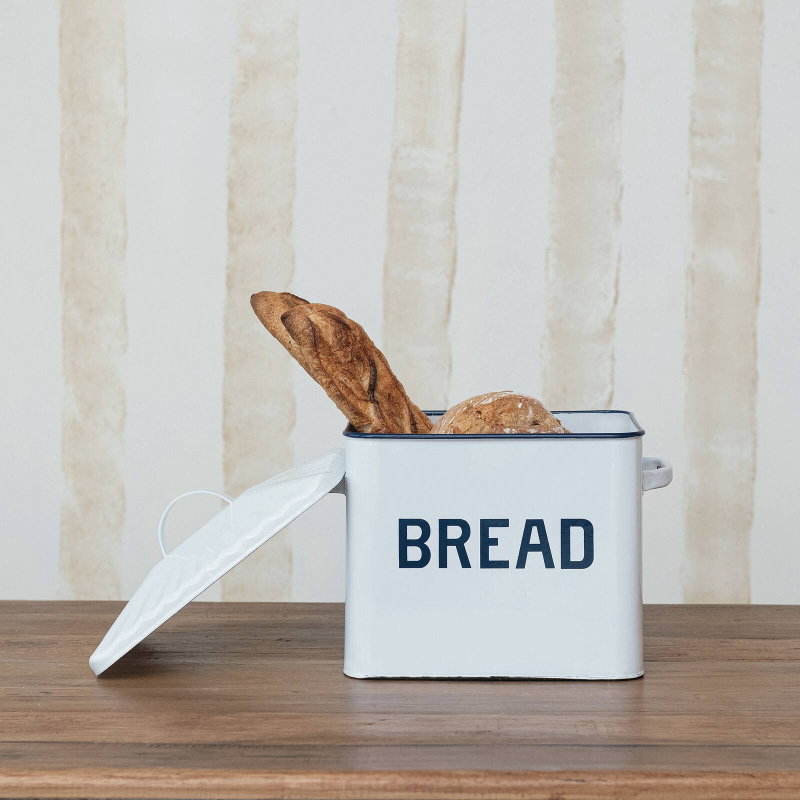 Hello Honey® 13.5" White Chic Farmhouse Enameled Bread Box
