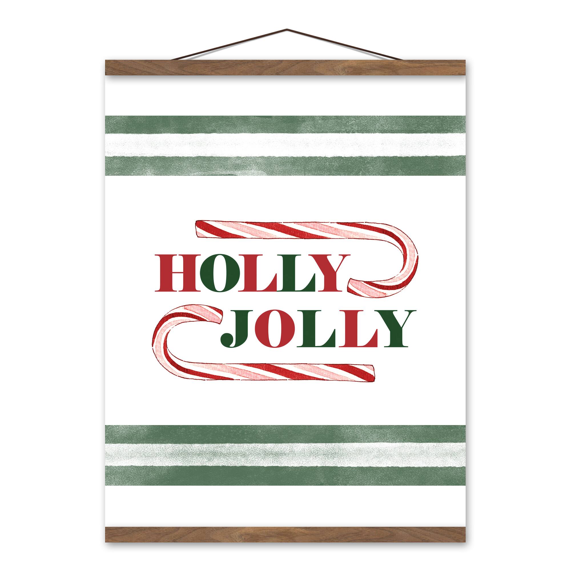Holly Jolly Candy 16x20 Teak Hanging Canvas