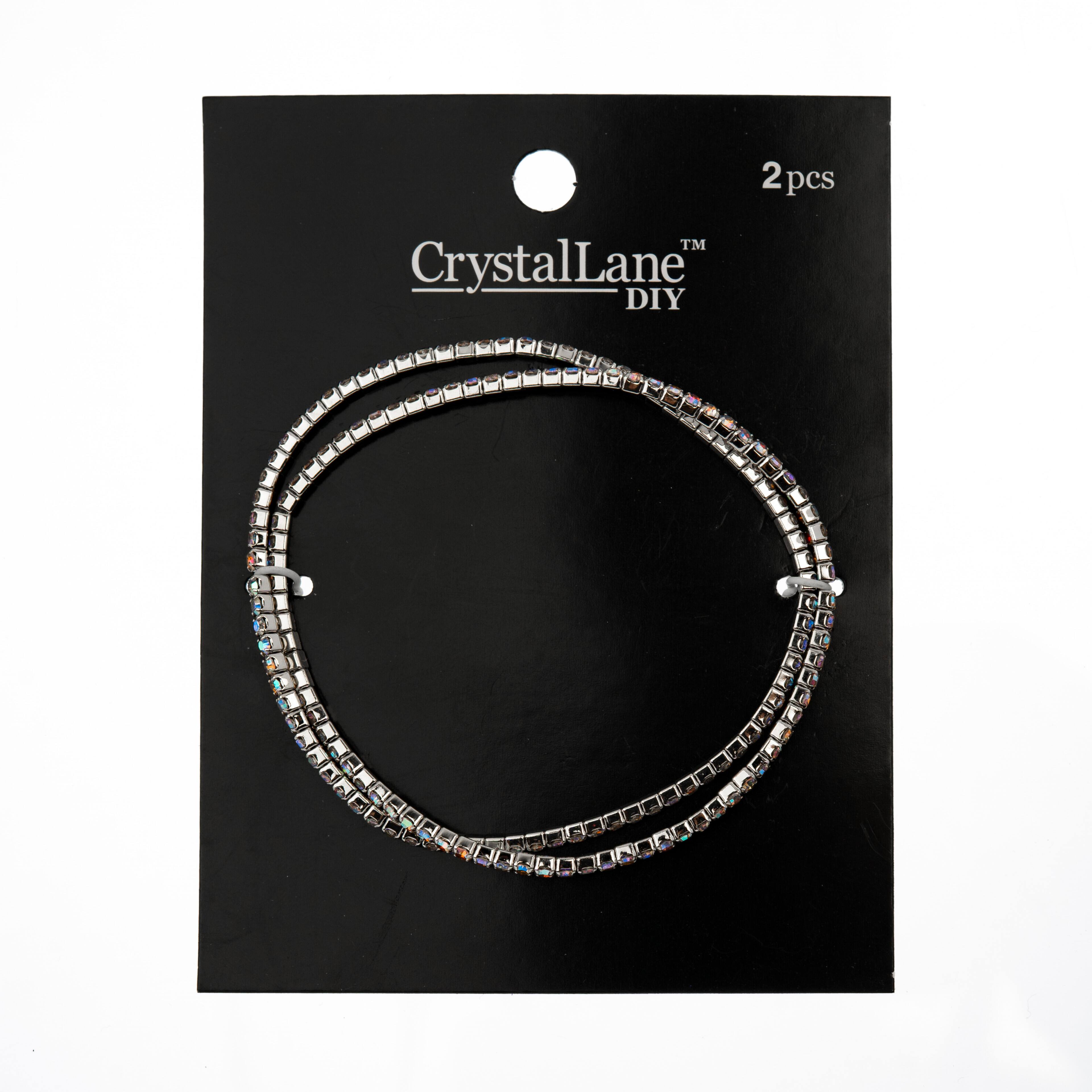 Crystal Lane DIY Silver &#x26; AB Crystal Rhinestones Bracelets, 2ct.