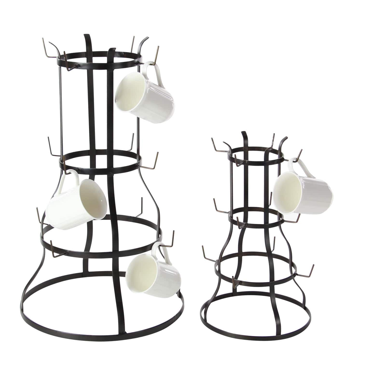 16" & 24" Black Metal Farmhouse Mug Holder Set