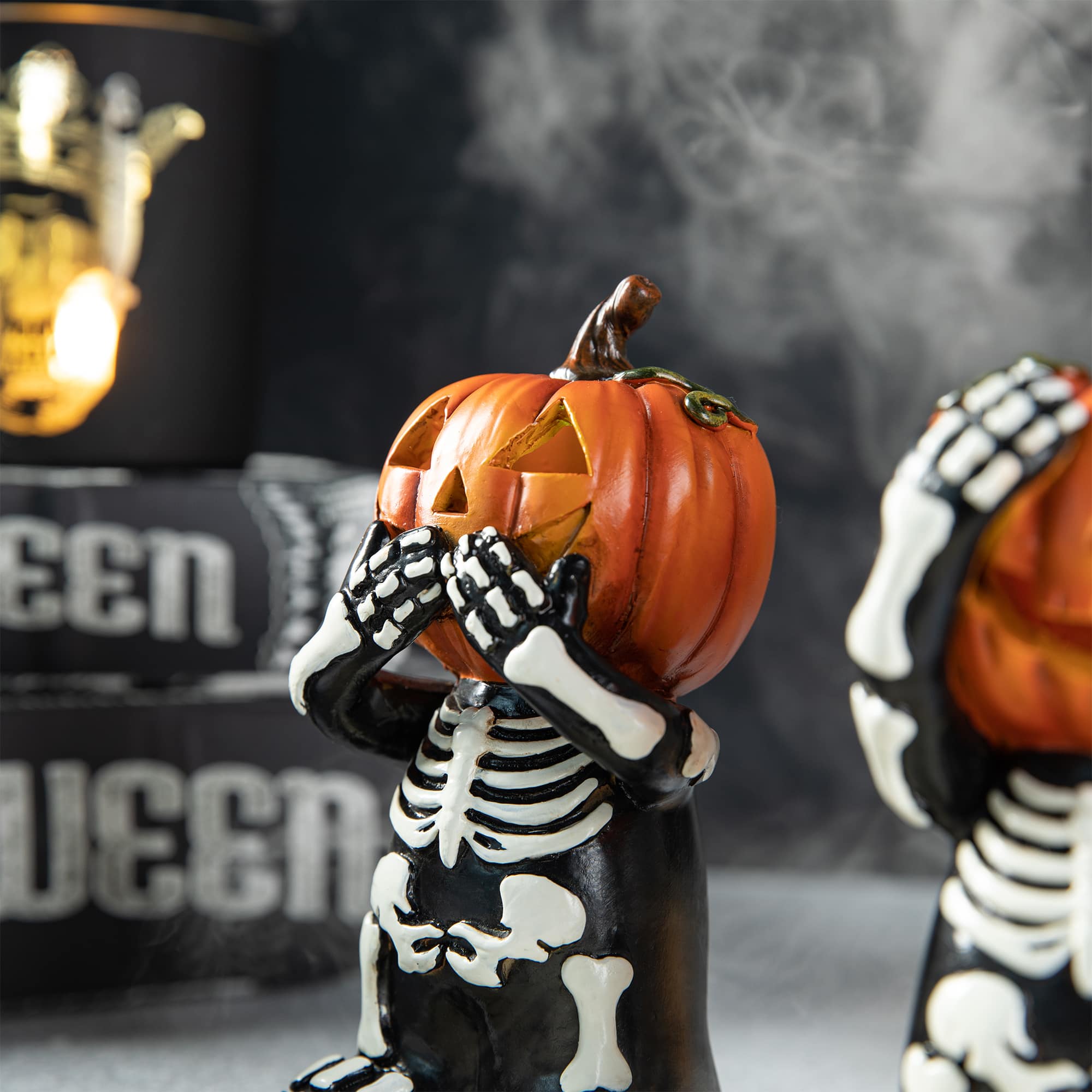 Glitzhome&#xAE; 5.75&#x22; Halloween Skeleton Pumpkin Table D&#xE9;cor Set