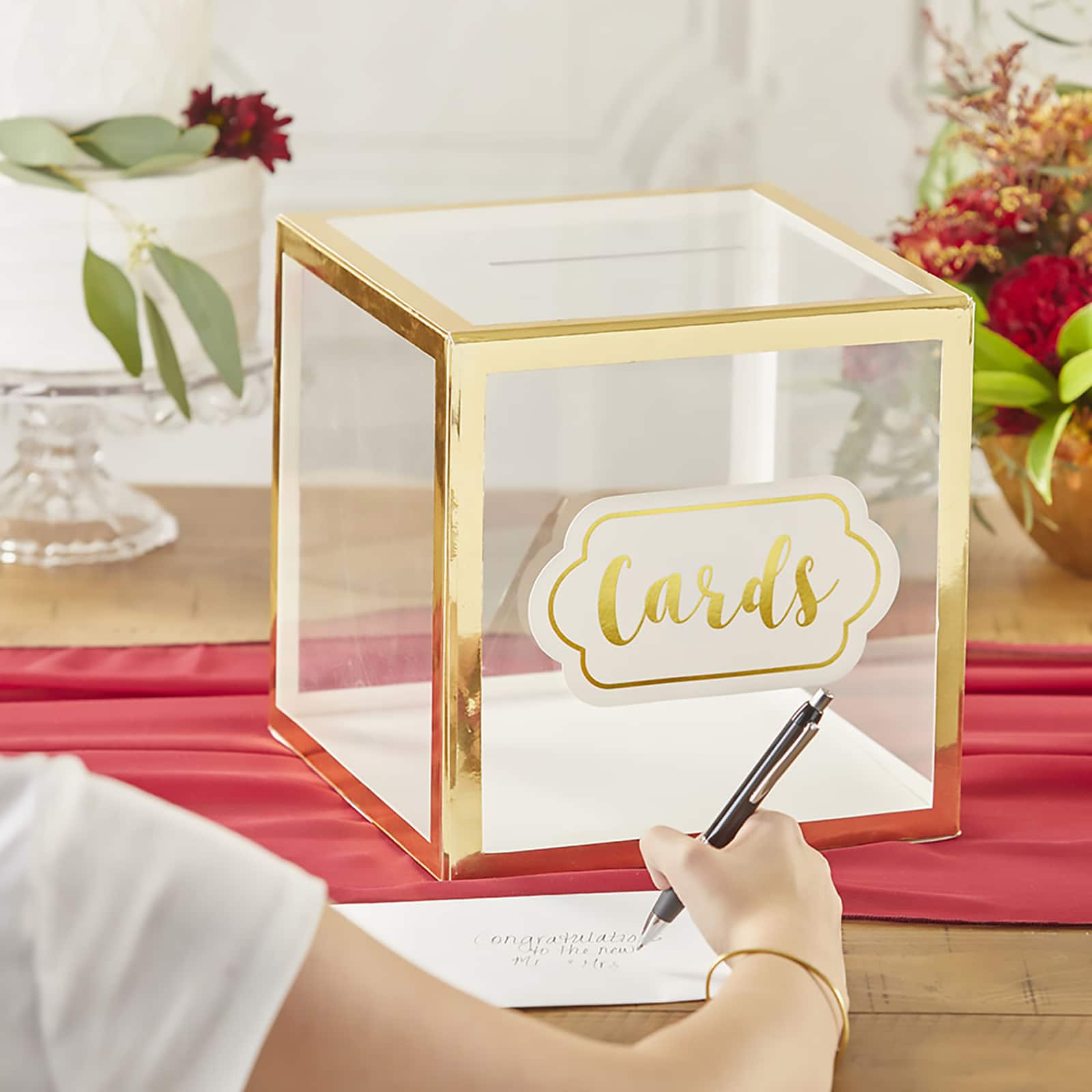 Kate Aspen® Gold Frame Acrylic Collapsible Card Box
