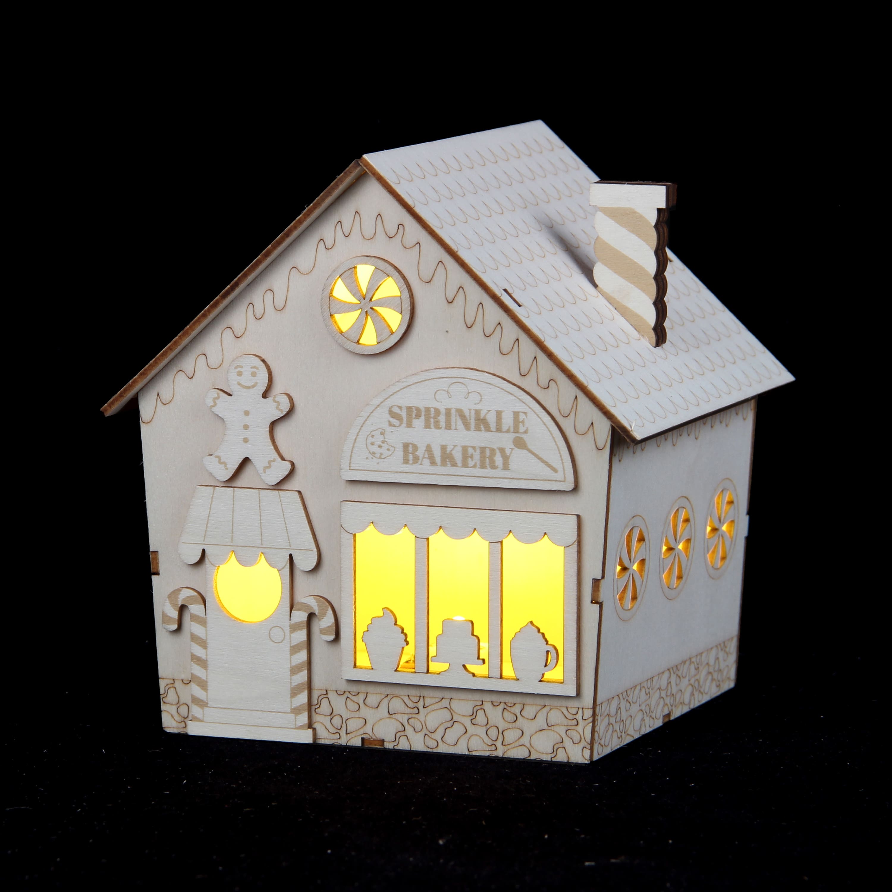 6&#x22; DIY LED Wood Village Bakery by Make Market&#xAE;