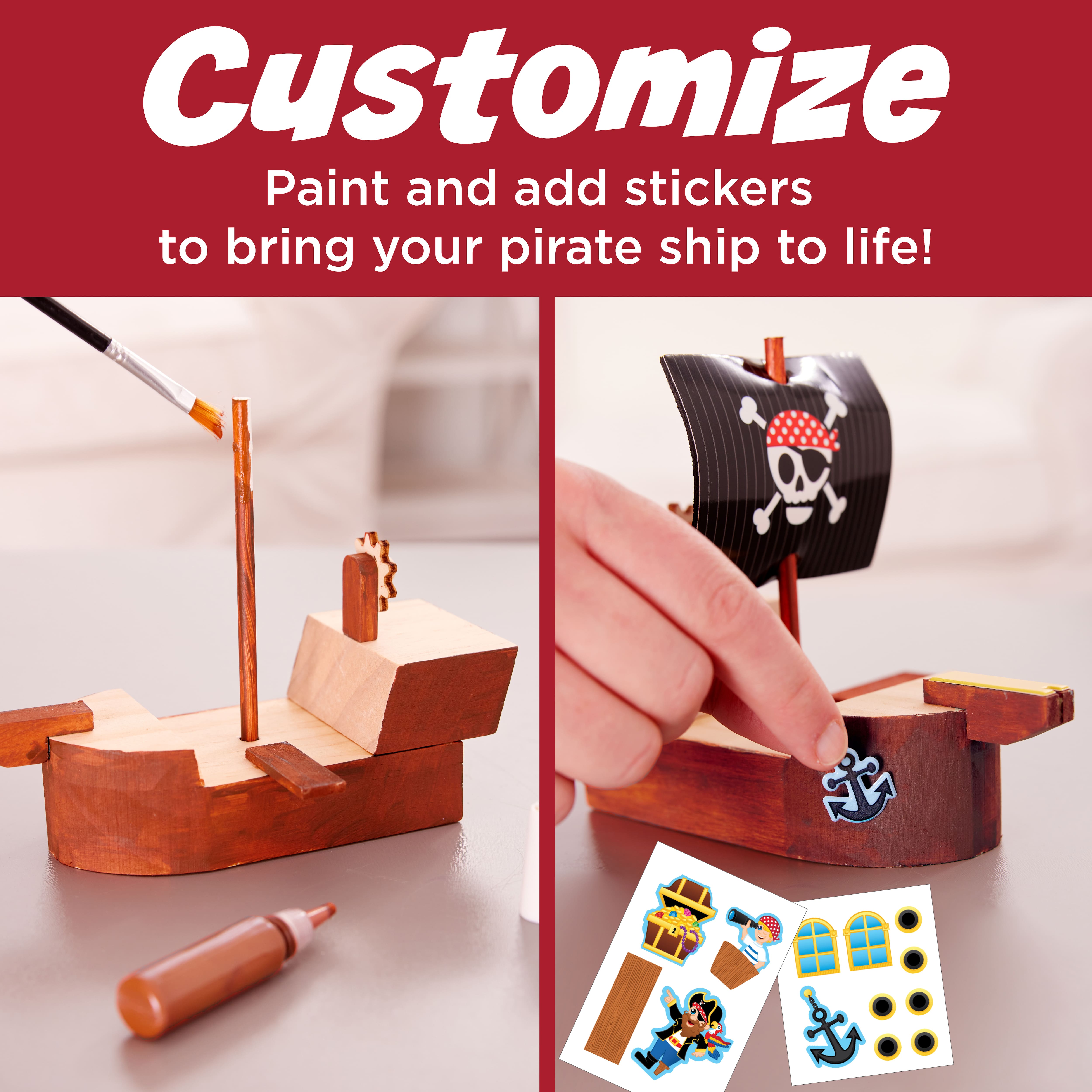 Creativity for Kids&#xAE; Buildeez!&#x2122; The Sea Skull Pirate Ship Wooden Model Set
