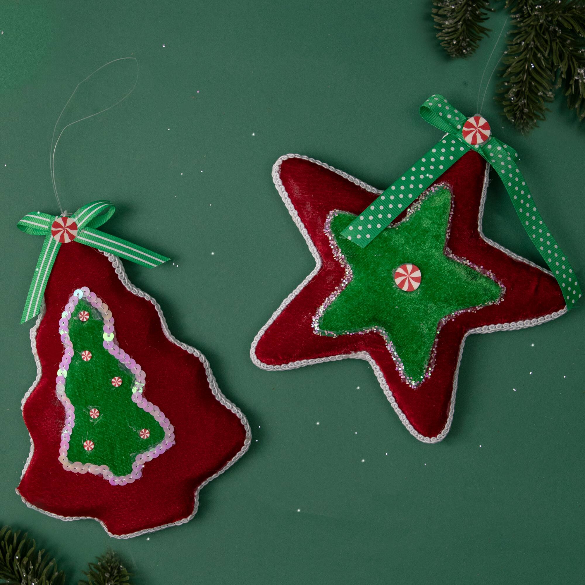 Plush Peppermint Star Christmas Ornament - 8
