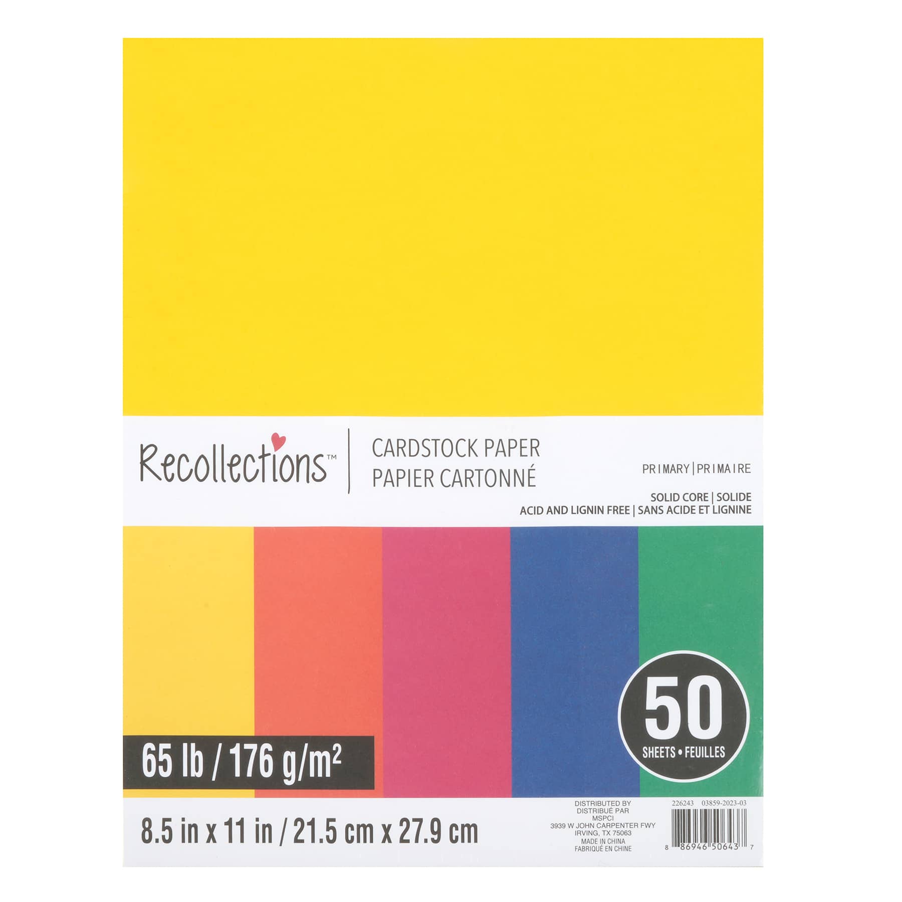 12 Packs: 50 ct. (600 total) Primary 8.5" x 11" Cardstock Paper by Recollections™