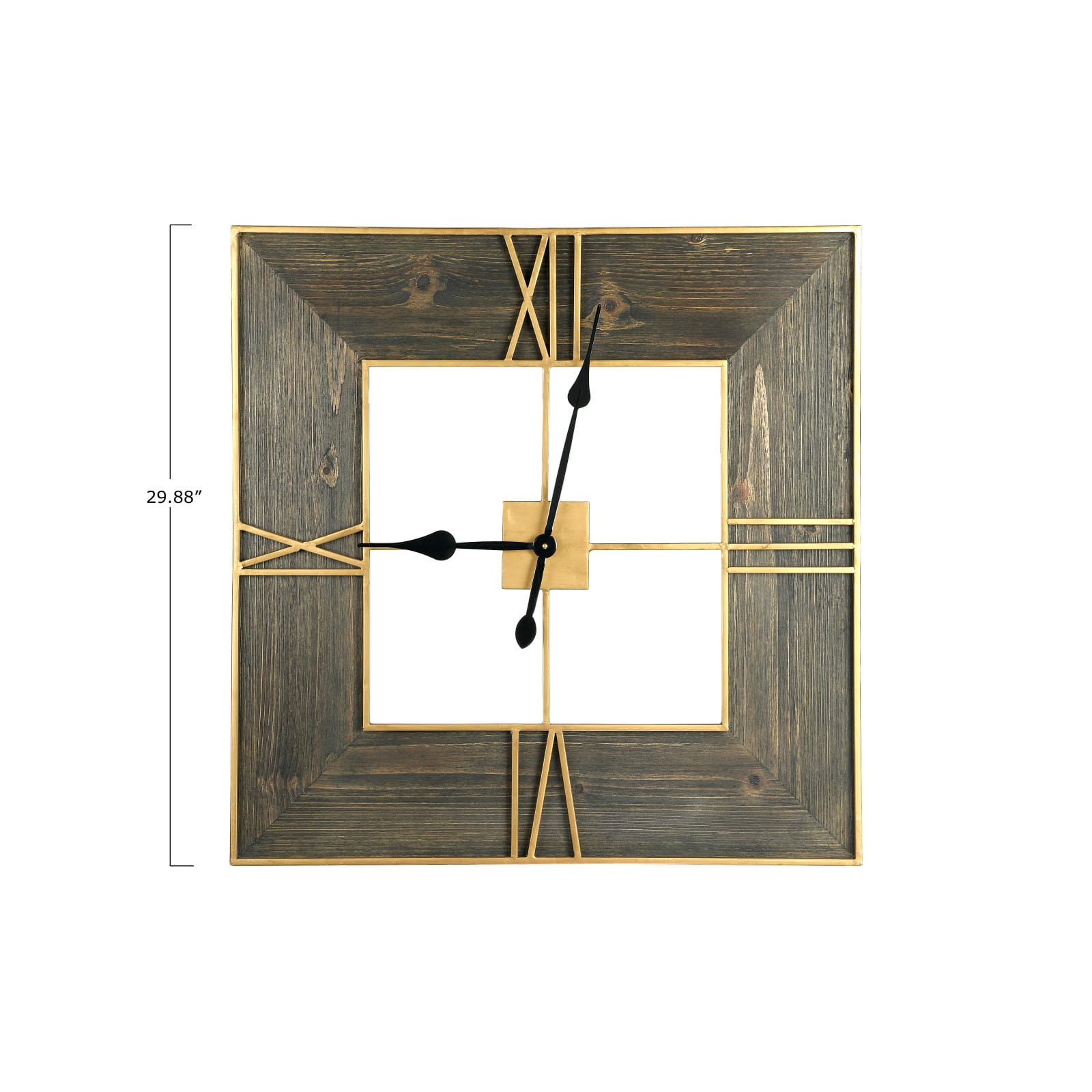 Hello Honey® 2.5ft. Gold Trimmed Wooden Square Wall Clock