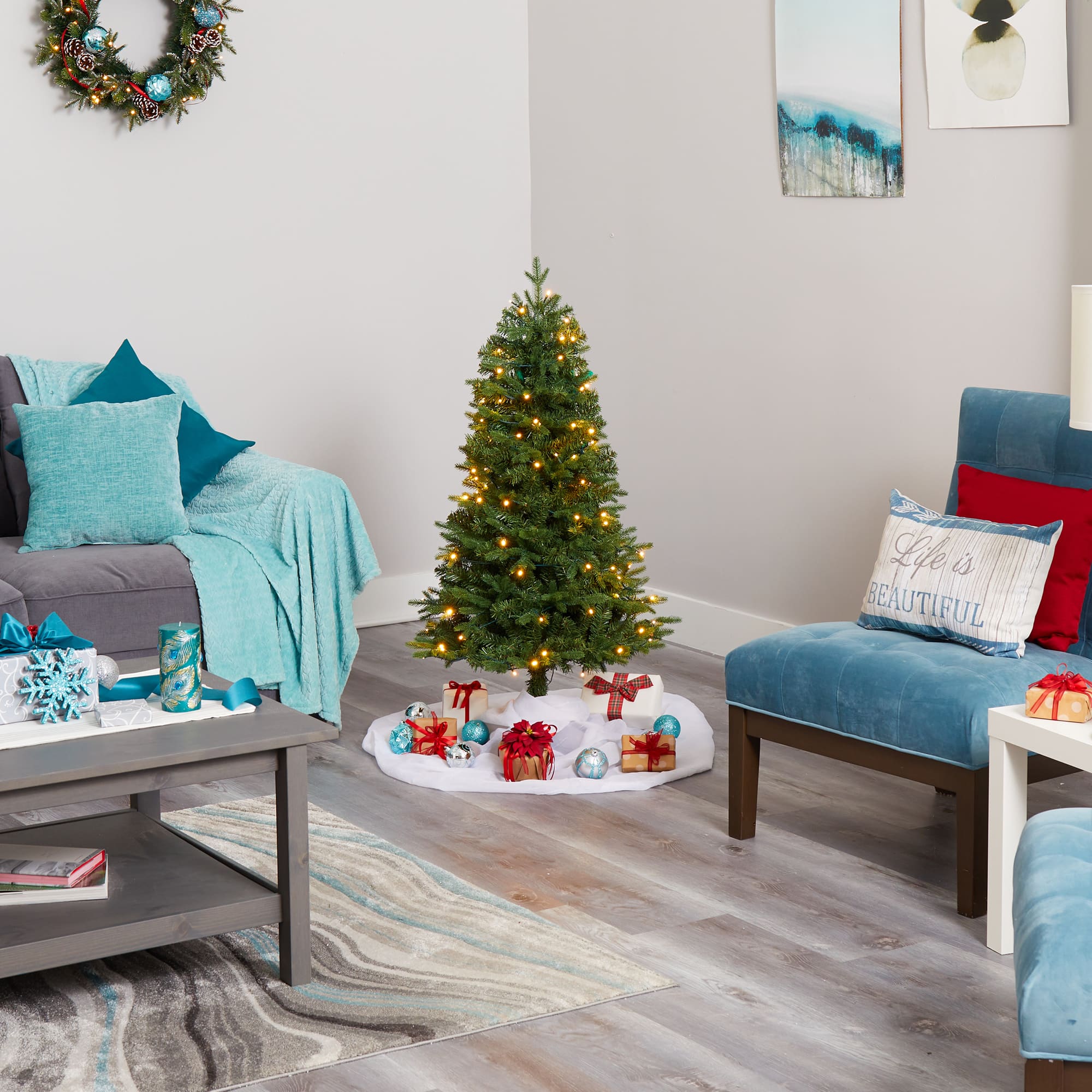 4ft. Pre-Lit Vermont Fir Artificial Christmas Tree with Clear LED Lights