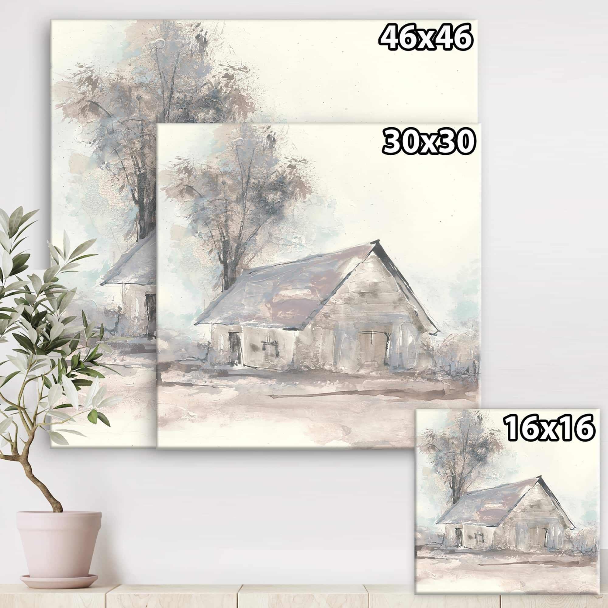 Designart - Farmhouse Barn Grey III - Modern Farmhouse Gallery-wrapped Canvas