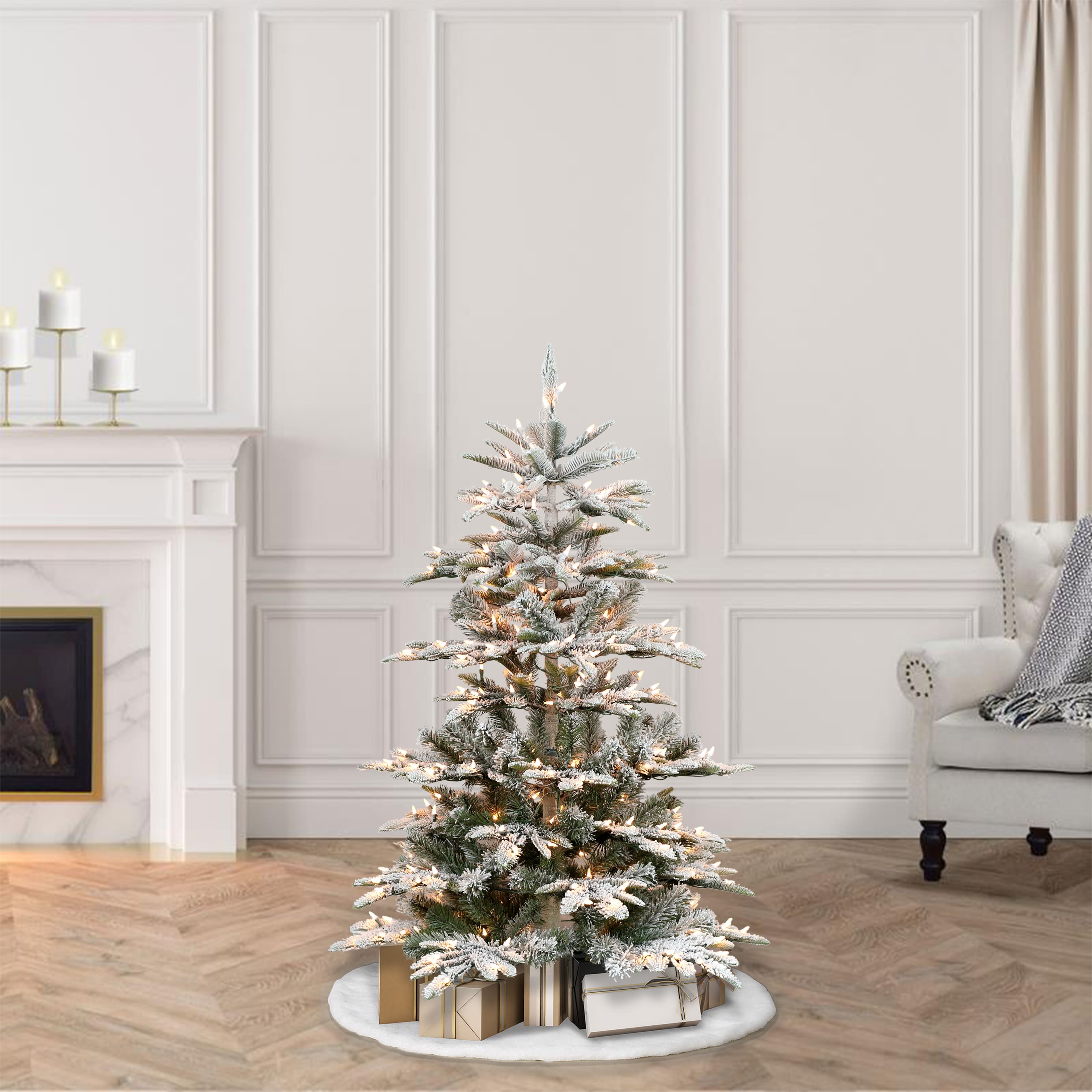 4.5ft. Pre-Lit Aspen Fir Artificial Christmas Tree, Clear Lights