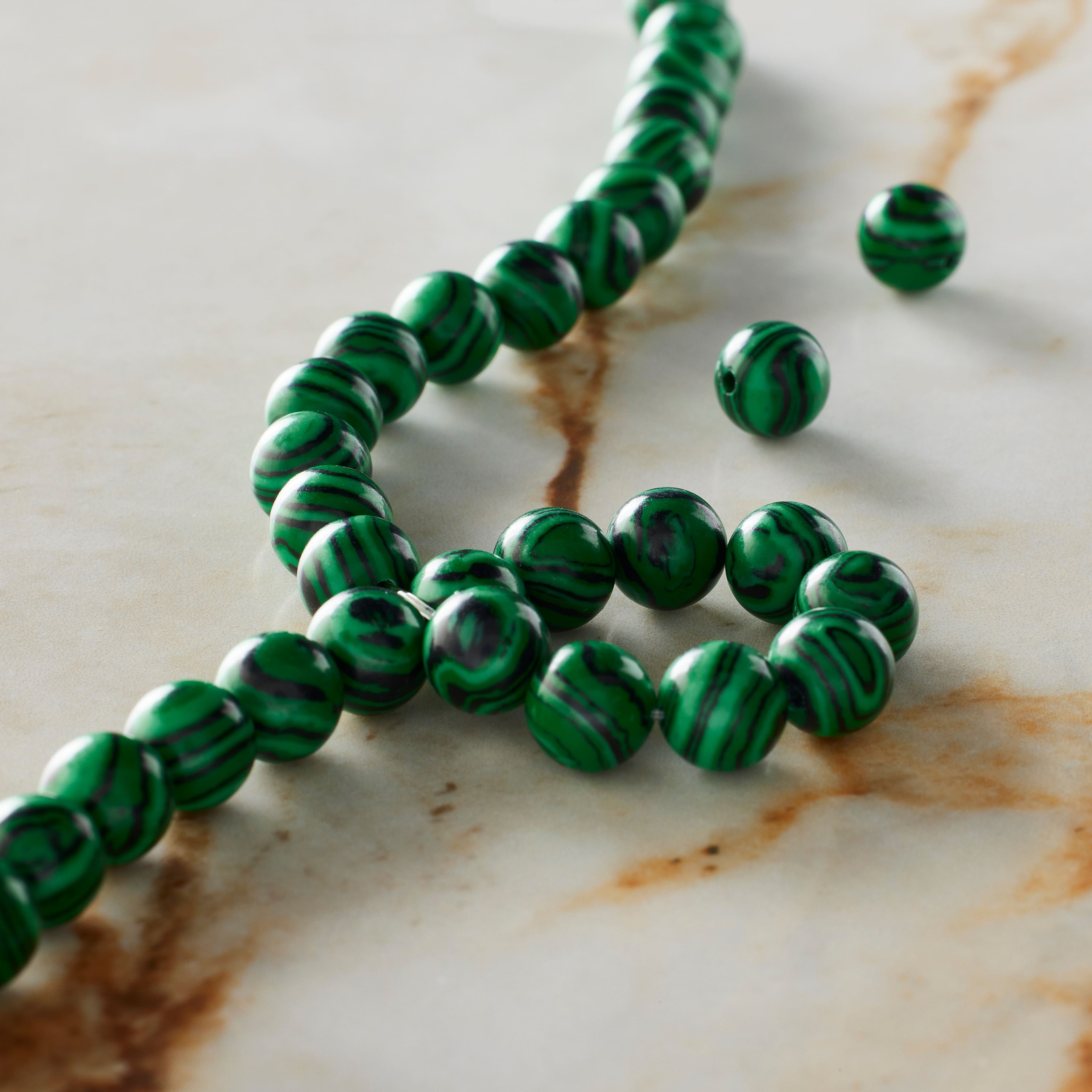 Green Reconstituted Dyed Stone Round Beads by Bead Landing&#x2122;