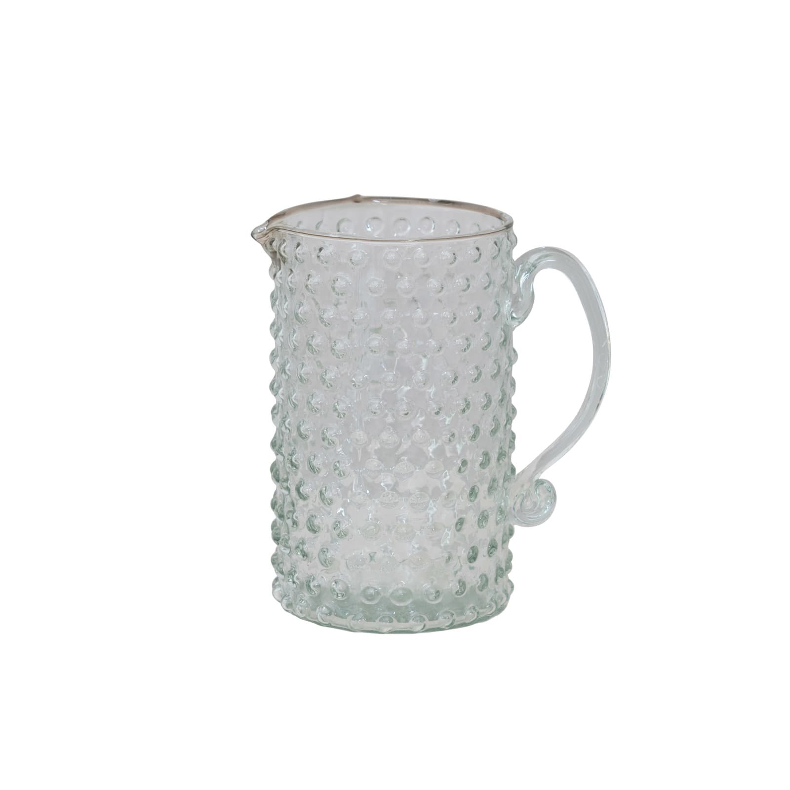 Clear Hand-Blown Hobnail Glass Pitcher