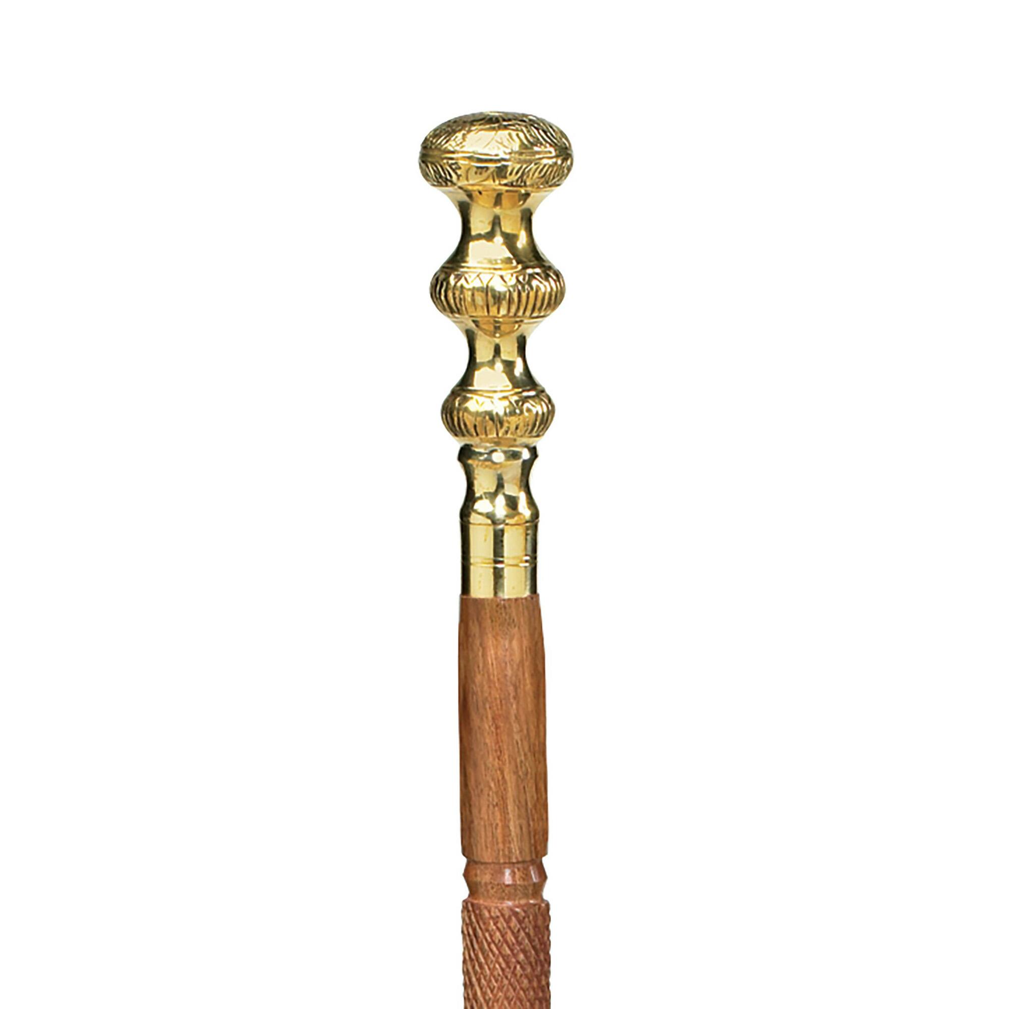 Empress Collection: Brass Capstick Solid Hardwood Walking Stick