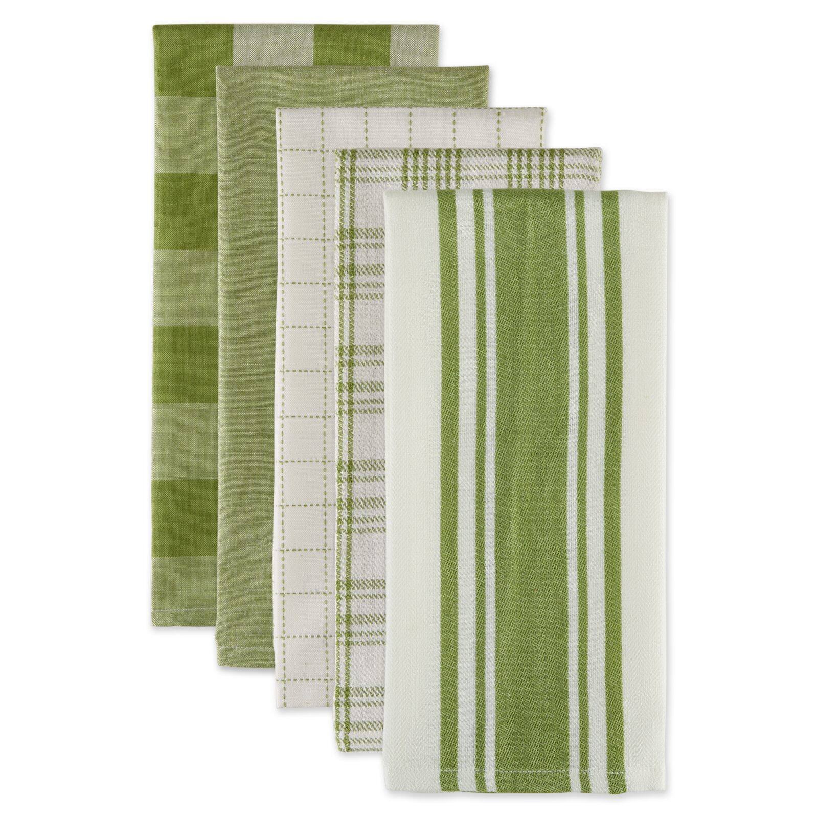 DII® Antique Green Everyday Dish Towels, 5ct.