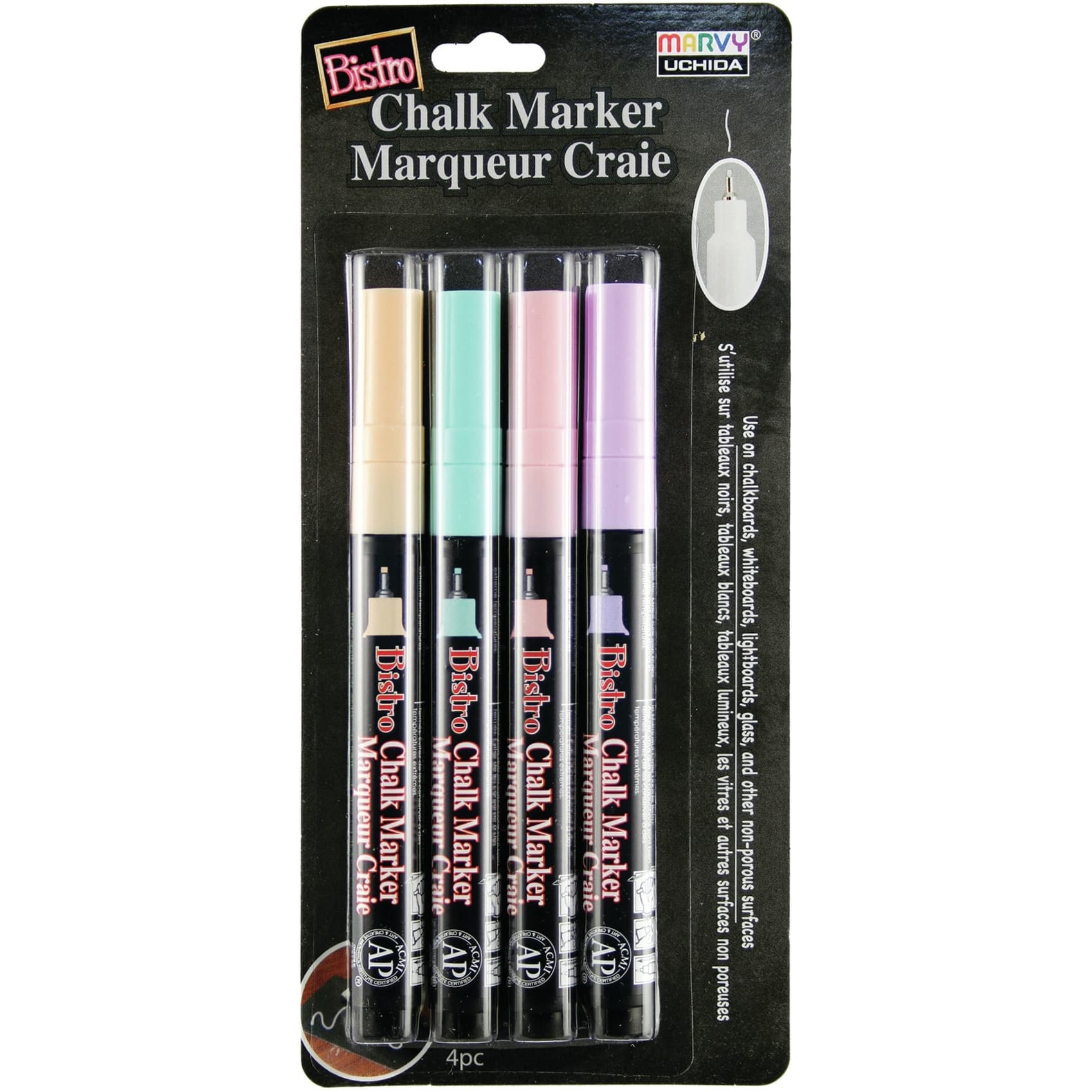 Uchida Bistro Chalk Marker Extra Fine Point Set 4/Pkg-Pastels (Assorted)