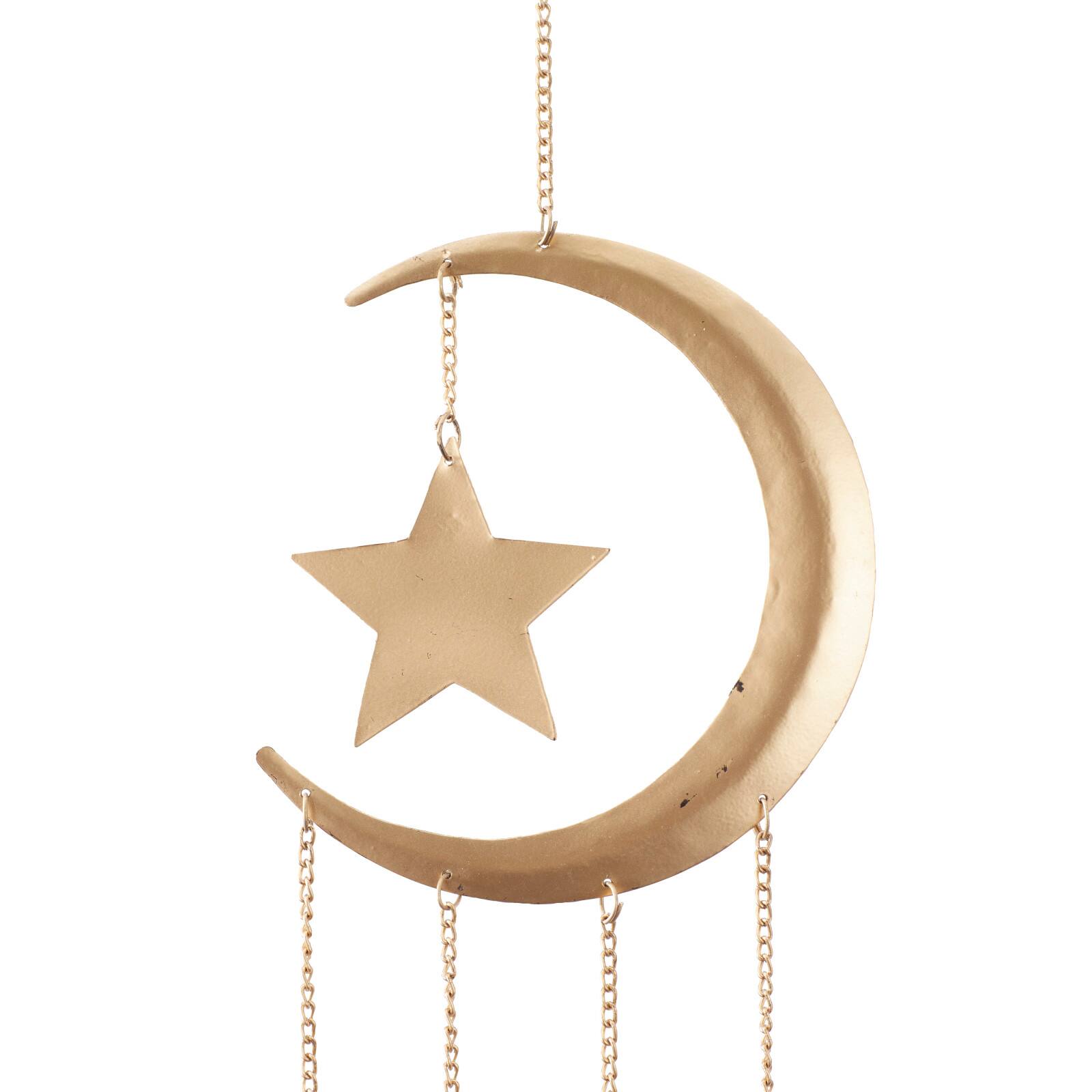 Gold Contemporary Moon and Sun Windchime, 8&#x22; x 2&#x22; x 41&#x22;