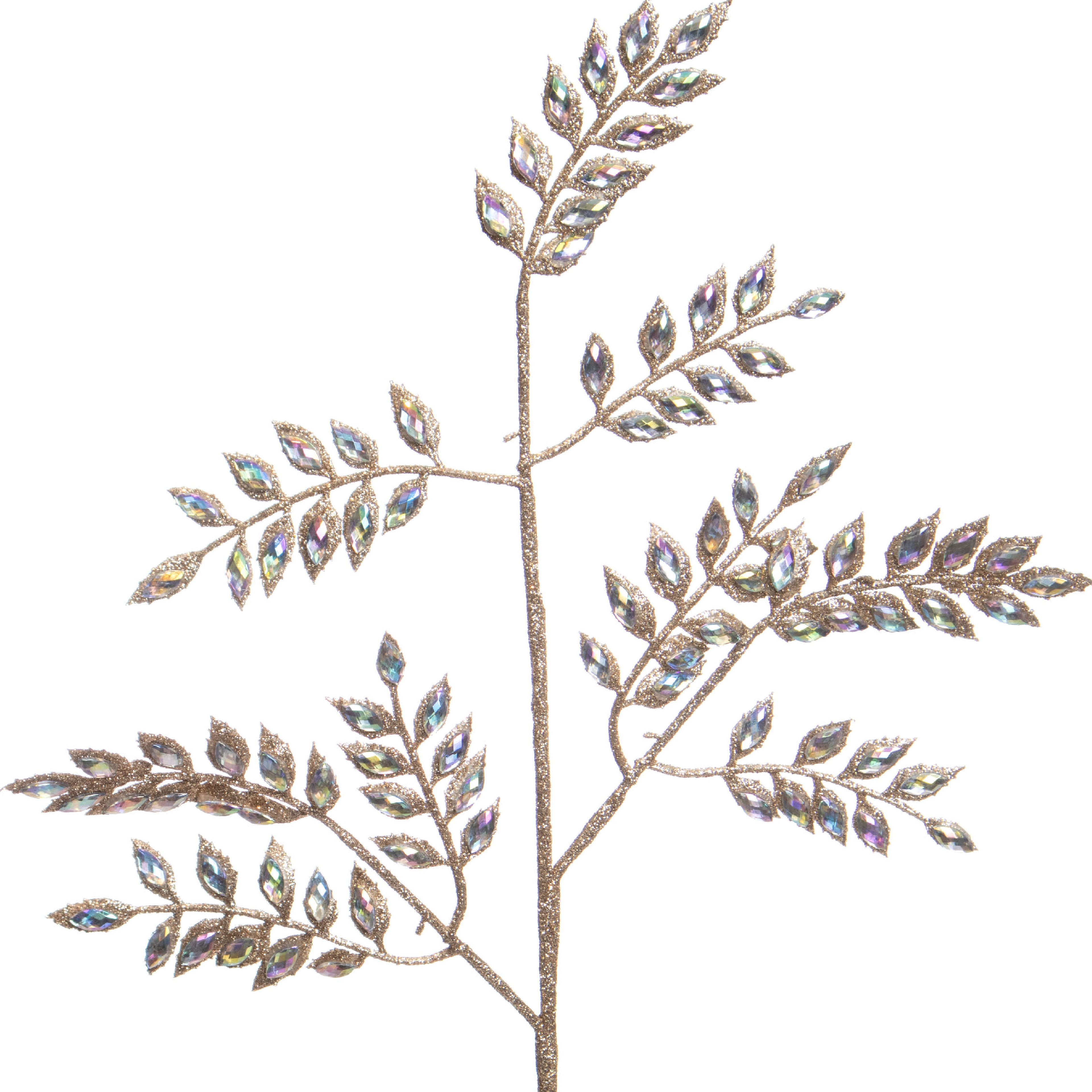 22&#x22; Champagne Glitter &#x26; Iridescent Jewel Leaf Stem by Ashland&#xAE;