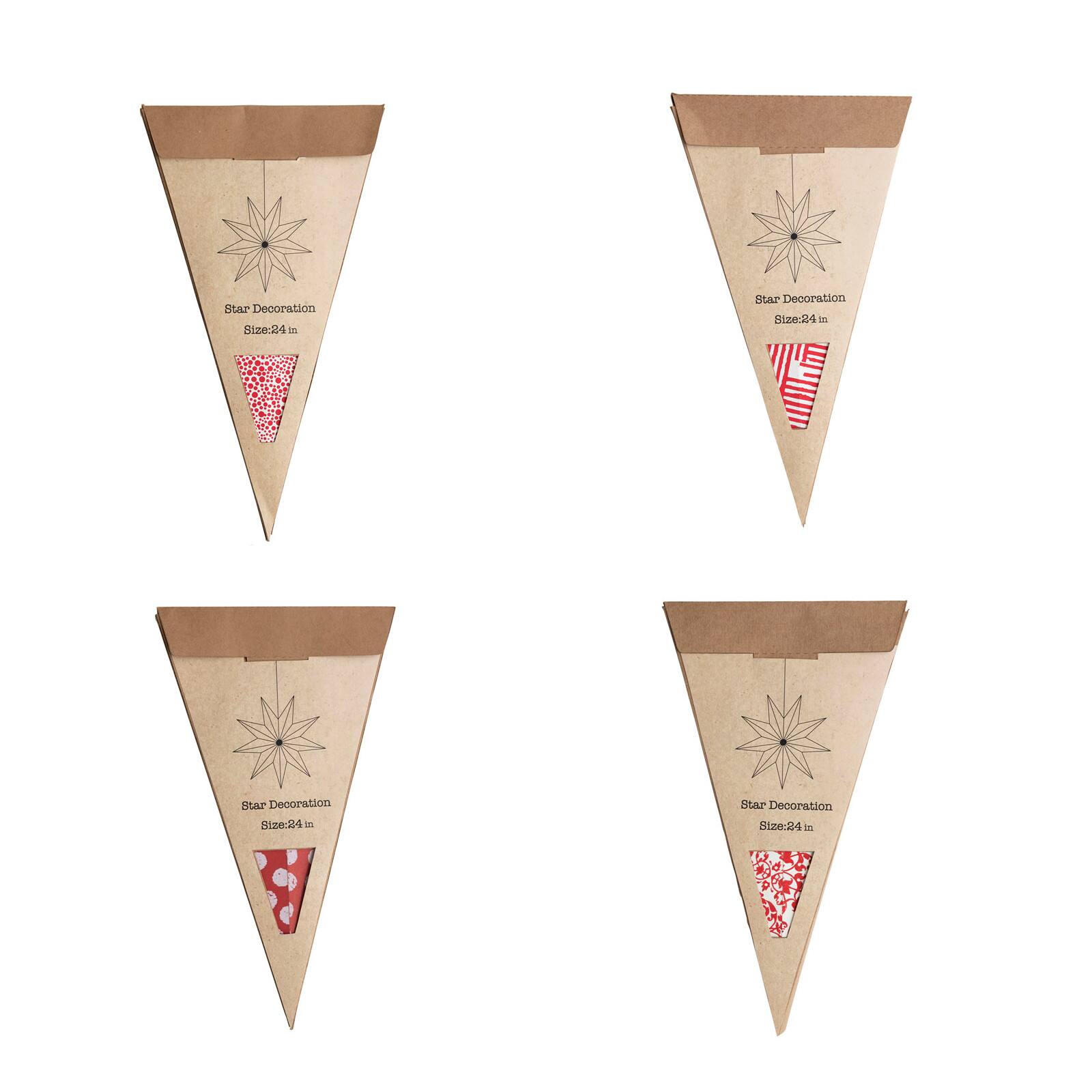 Hello Honey&#xAE; 24&#x22; Red LED Paper Star Ornaments Set
