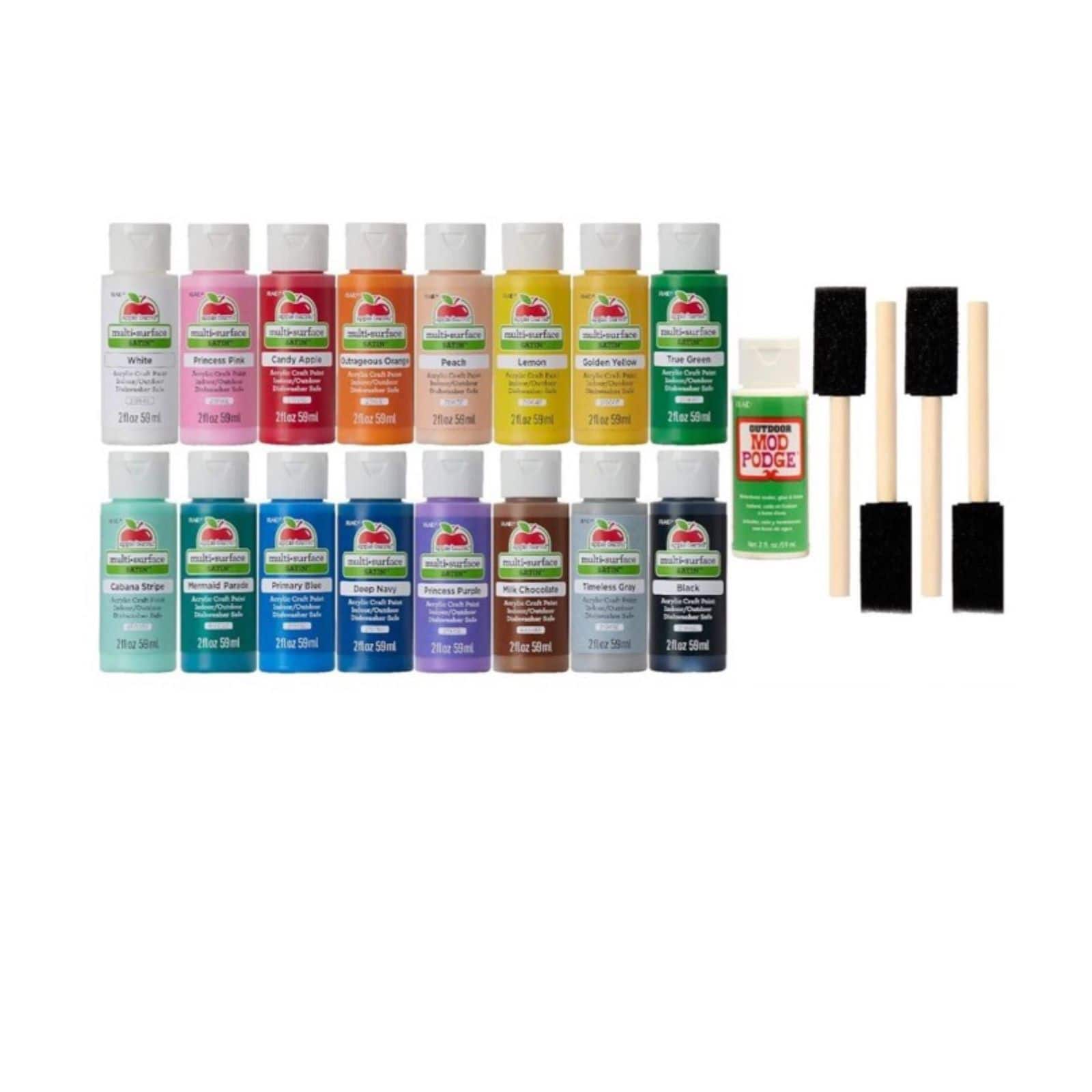 Apple Barrel® Acrylic Multi-Surface Satin Paints & Mod Podge 21 Piece Set