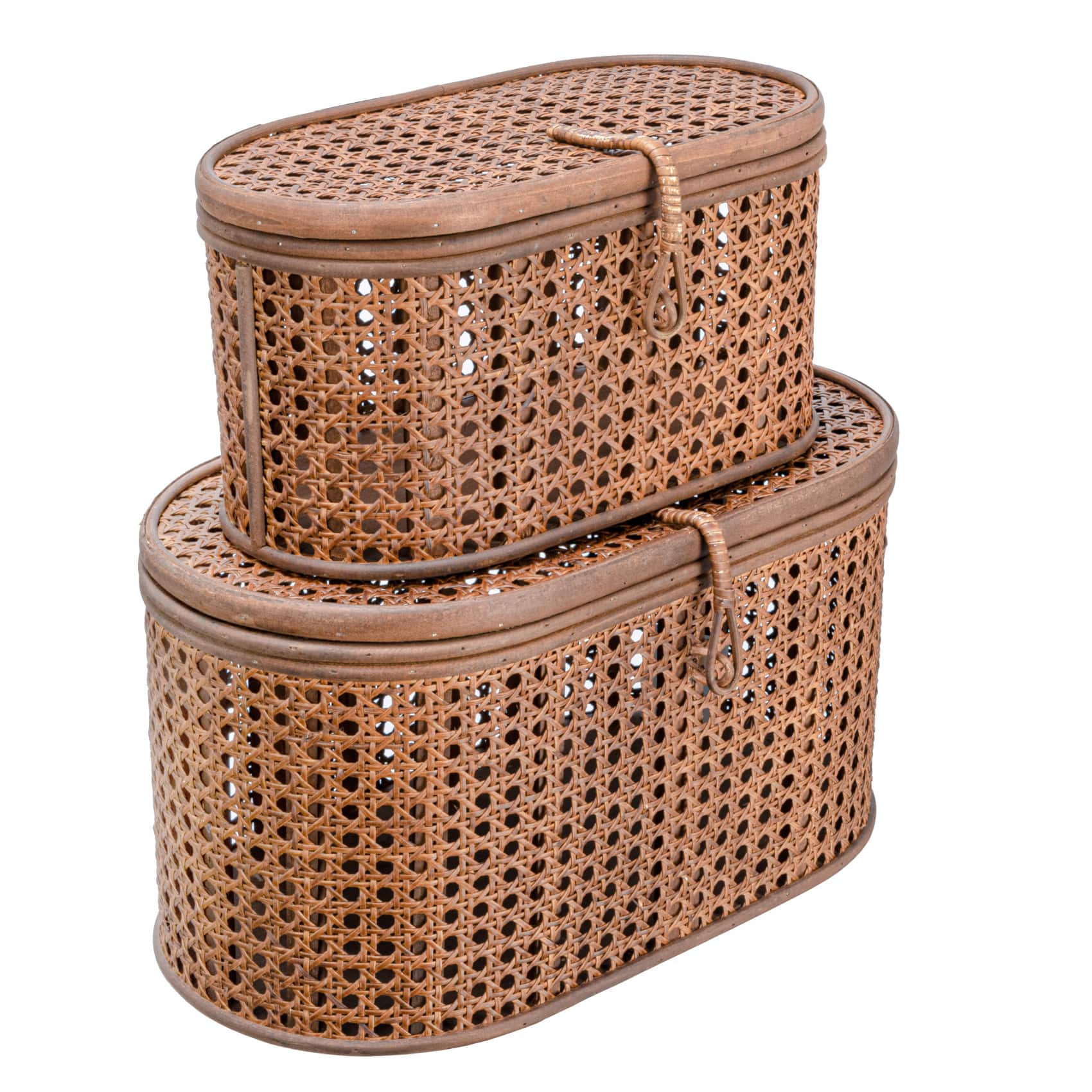 Hello Honey&#xAE; Modern Decorative Oval Woven Rattan Storage Box Set