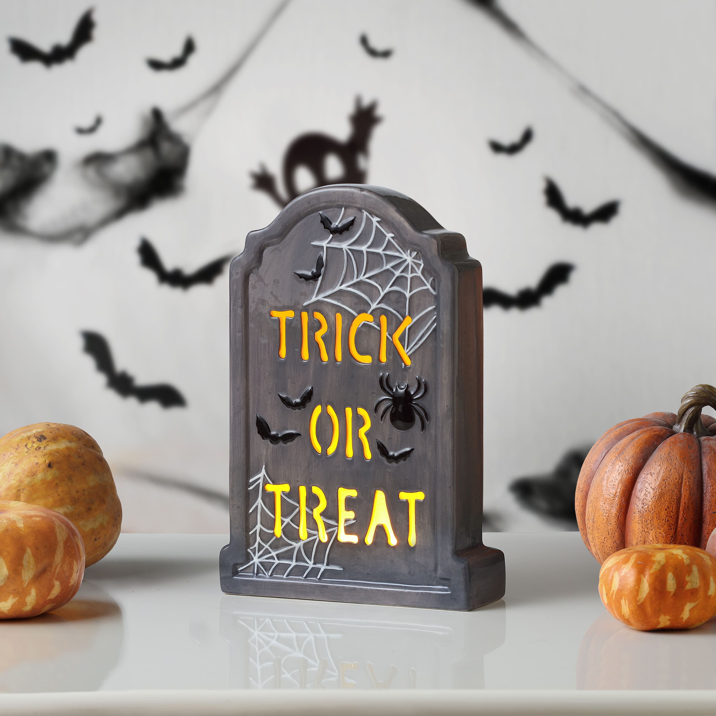 Mr. Halloween 10" Ceramic LED Trick Or Treat Tombstone