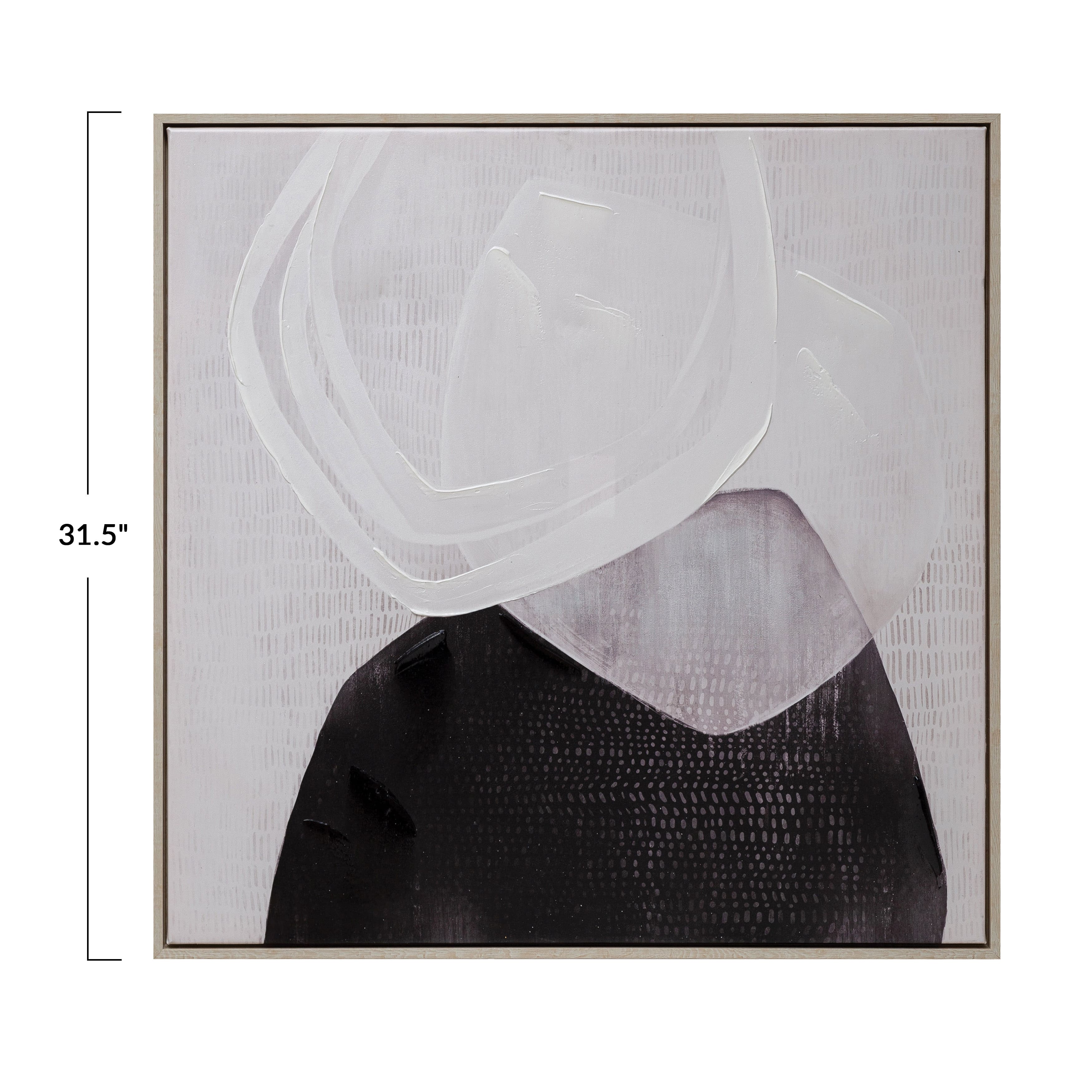 Hello Honey® 32" Hand-Painted Wood Framed Canvas Wall Décor with Abstract Design