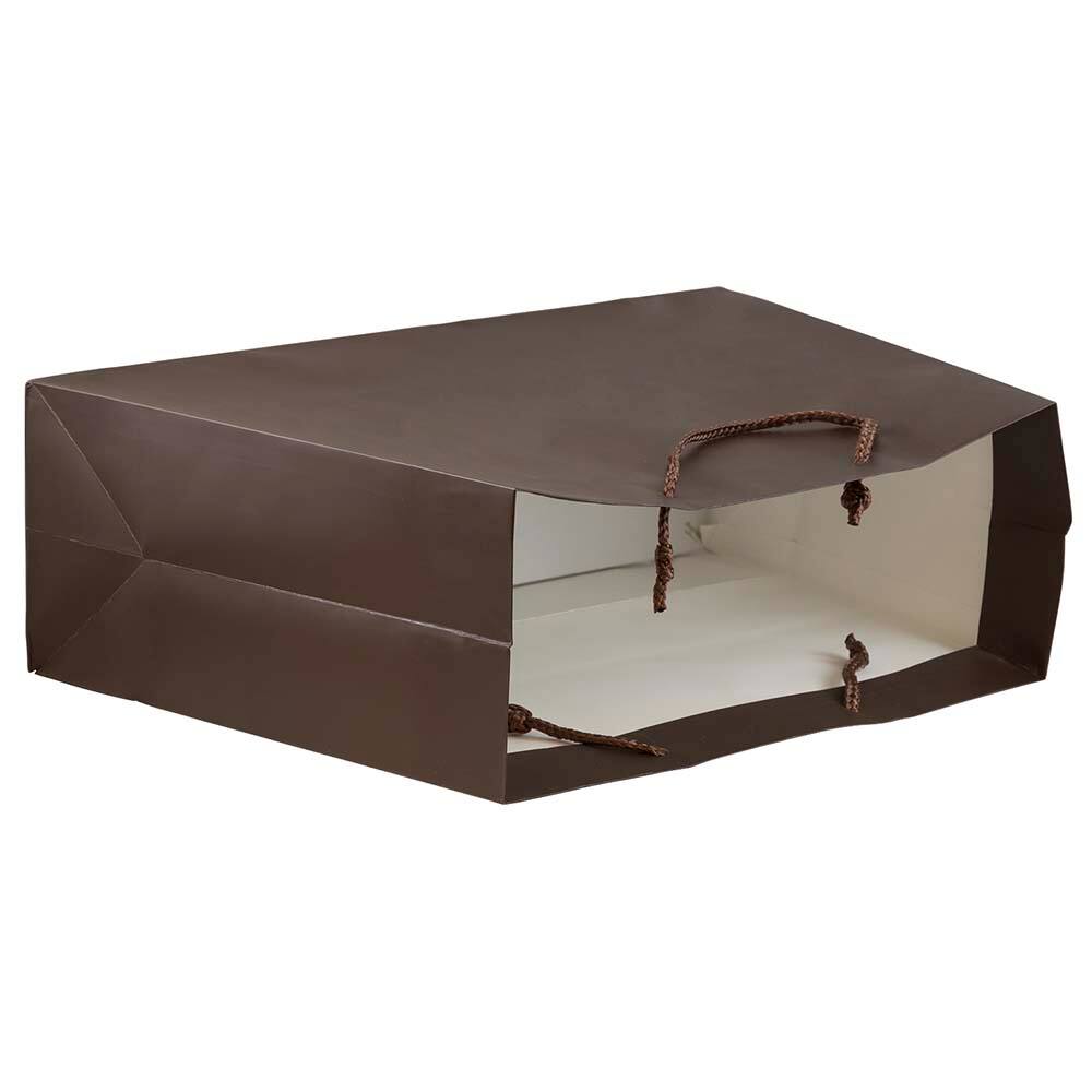 JAM Paper Matte Chocolate Brown Trapezoid Gift Bags with Rope Handles, 100ct.
