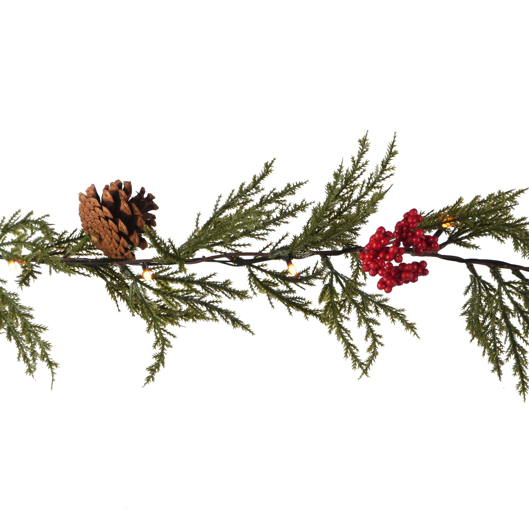 20ct. Warm White LED Red Berry &#x26; Pinecone Garland String Lights by Ashland&#xAE;